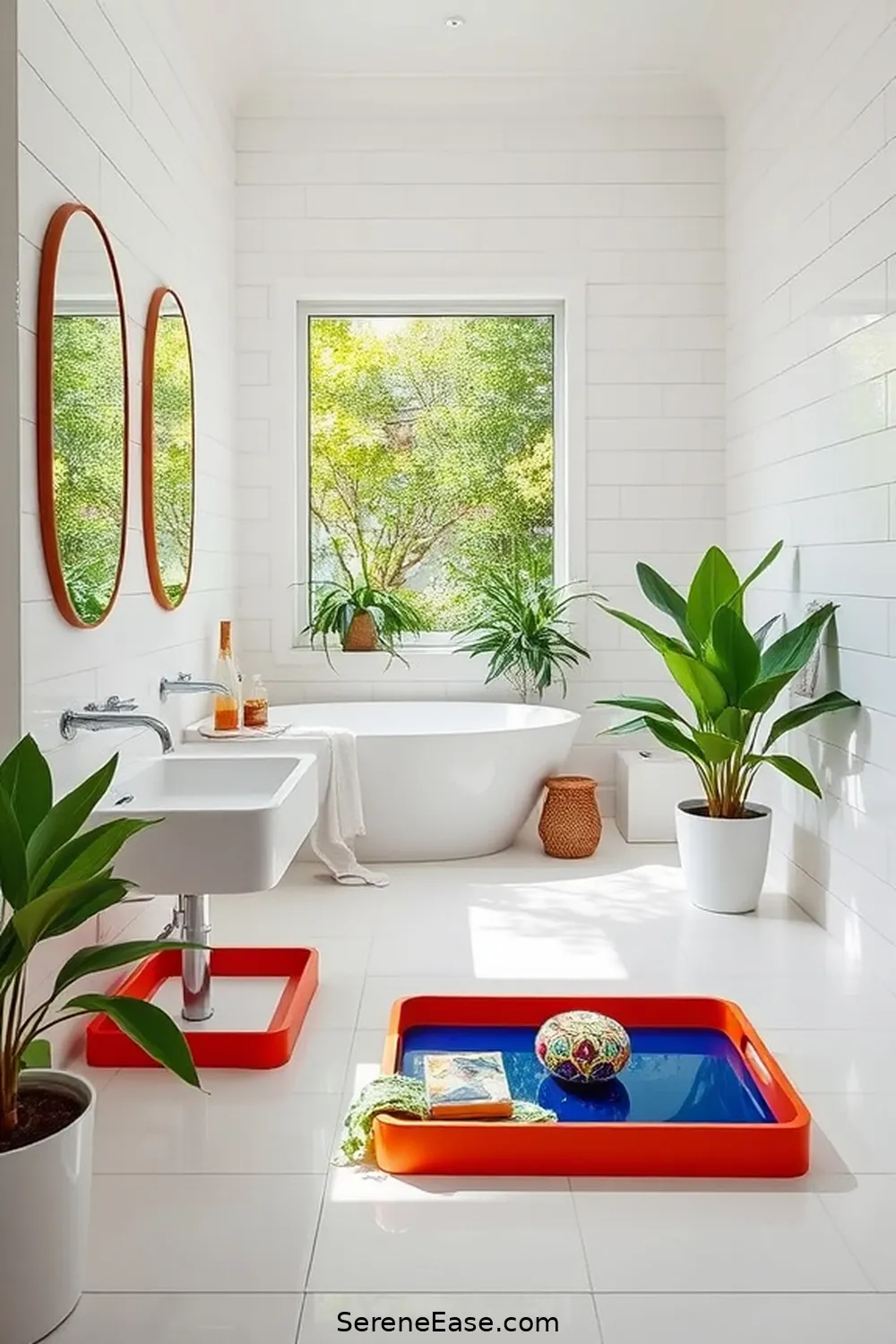 17 Ways to Incorporate Bold Colors in Bright Minimalist Bathroom Style 17 Use Decorative Trays in Bold Colors for 17 Ways to Incorporate Bold Colors in Bright Minimalist Bathroom Style