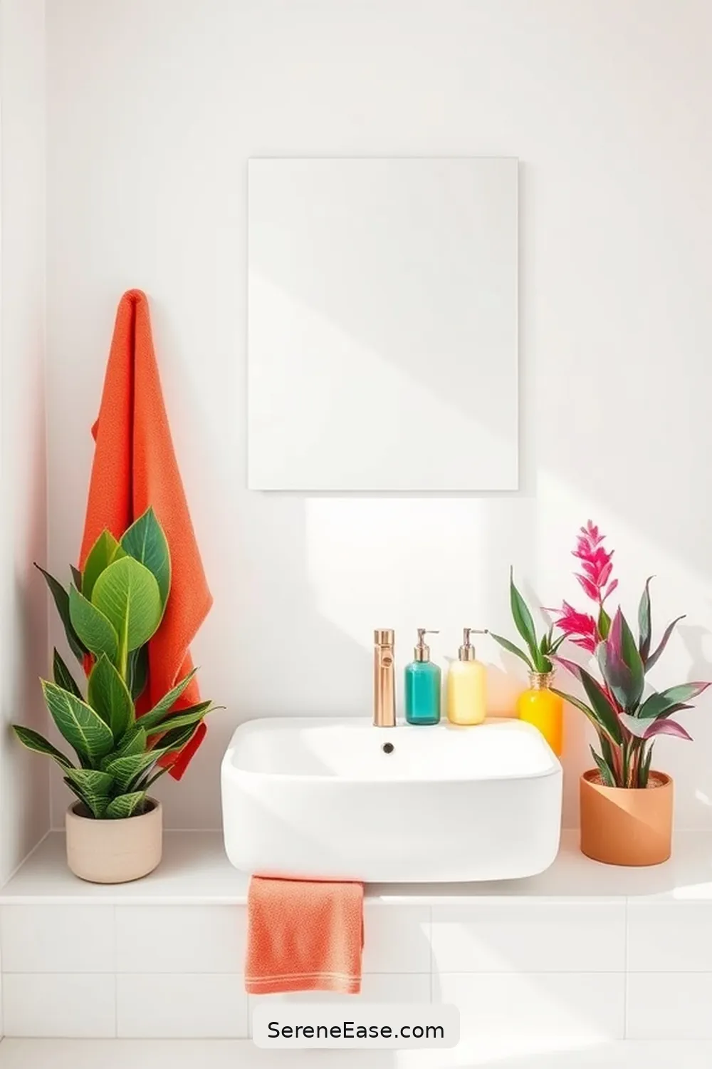 17 Ways to Incorporate Bold Colors in Bright Minimalist Bathroom Style 4 Use Vibrant Accessories for 17 Ways to Incorporate Bold Colors in Bright Minimalist Bathroom Style