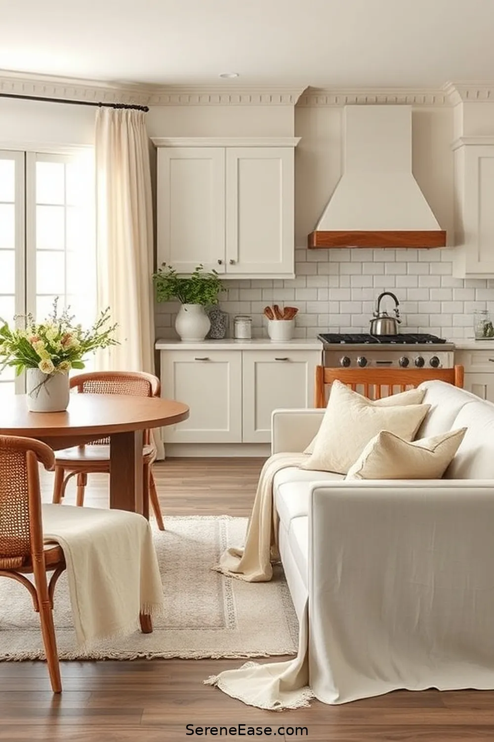17 Ways to Incorporate Neutral Tones in a Modern Farmhouse Kitchen Style 8 Add Creamy Textiles and Fabrics for 17 Ways to Incorporate Neutral Tones in a Modern Farmhouse Kitchen Style