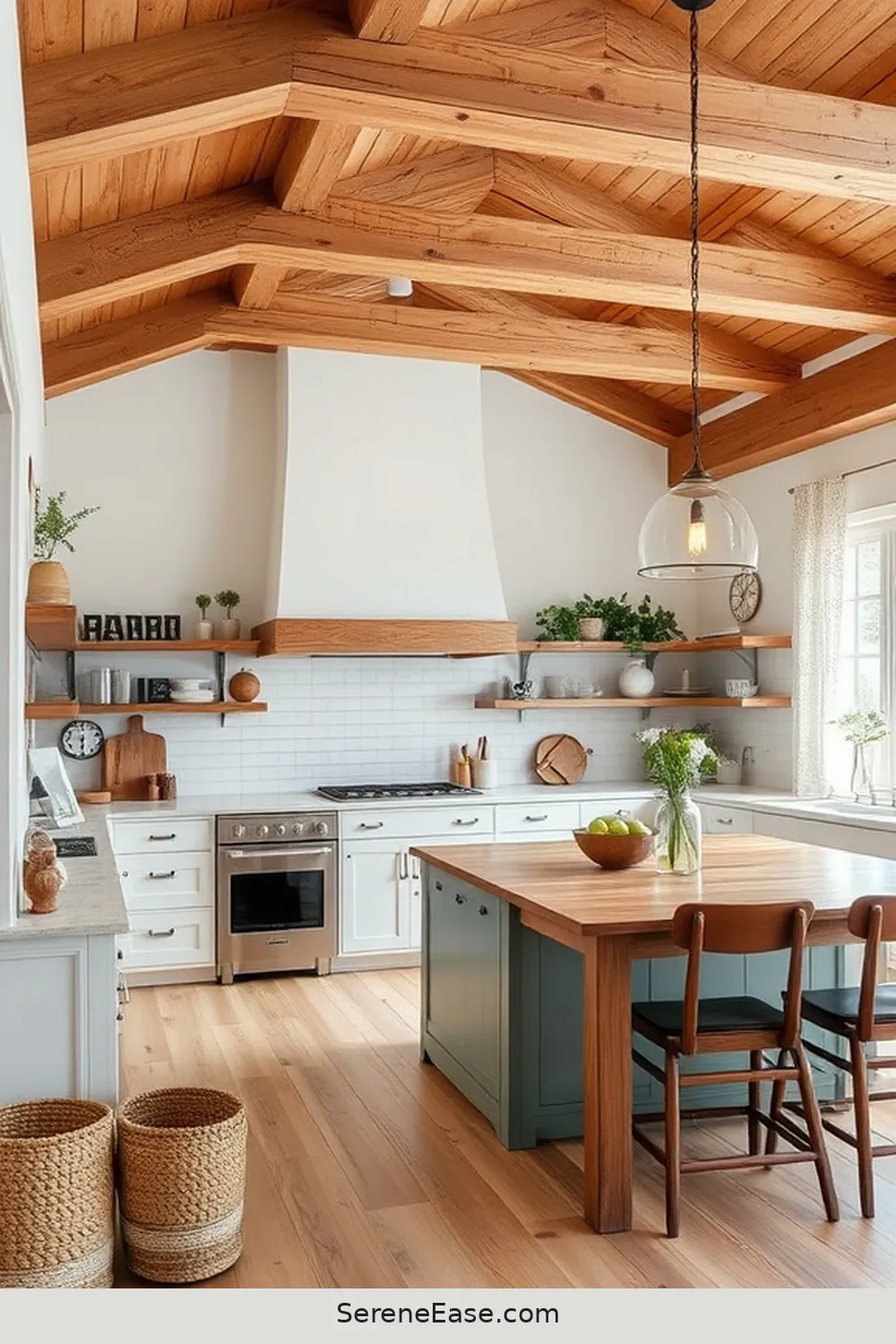 17 Ways to Incorporate Neutral Tones in a Modern Farmhouse Kitchen Style 15 Integrate Wood Beams for Warmth for 17 Ways to Incorporate Neutral Tones in a Modern Farmhouse Kitchen Style