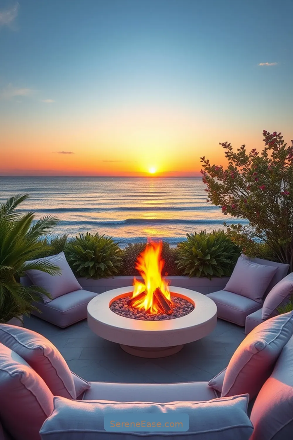 17 Ways to Incorporate Pastels Into Your Coastal Outdoor Patio Style 12 Add a Pastel Fire Pit for 17 Ways to Incorporate Pastels Into Your Coastal Outdoor Patio Style