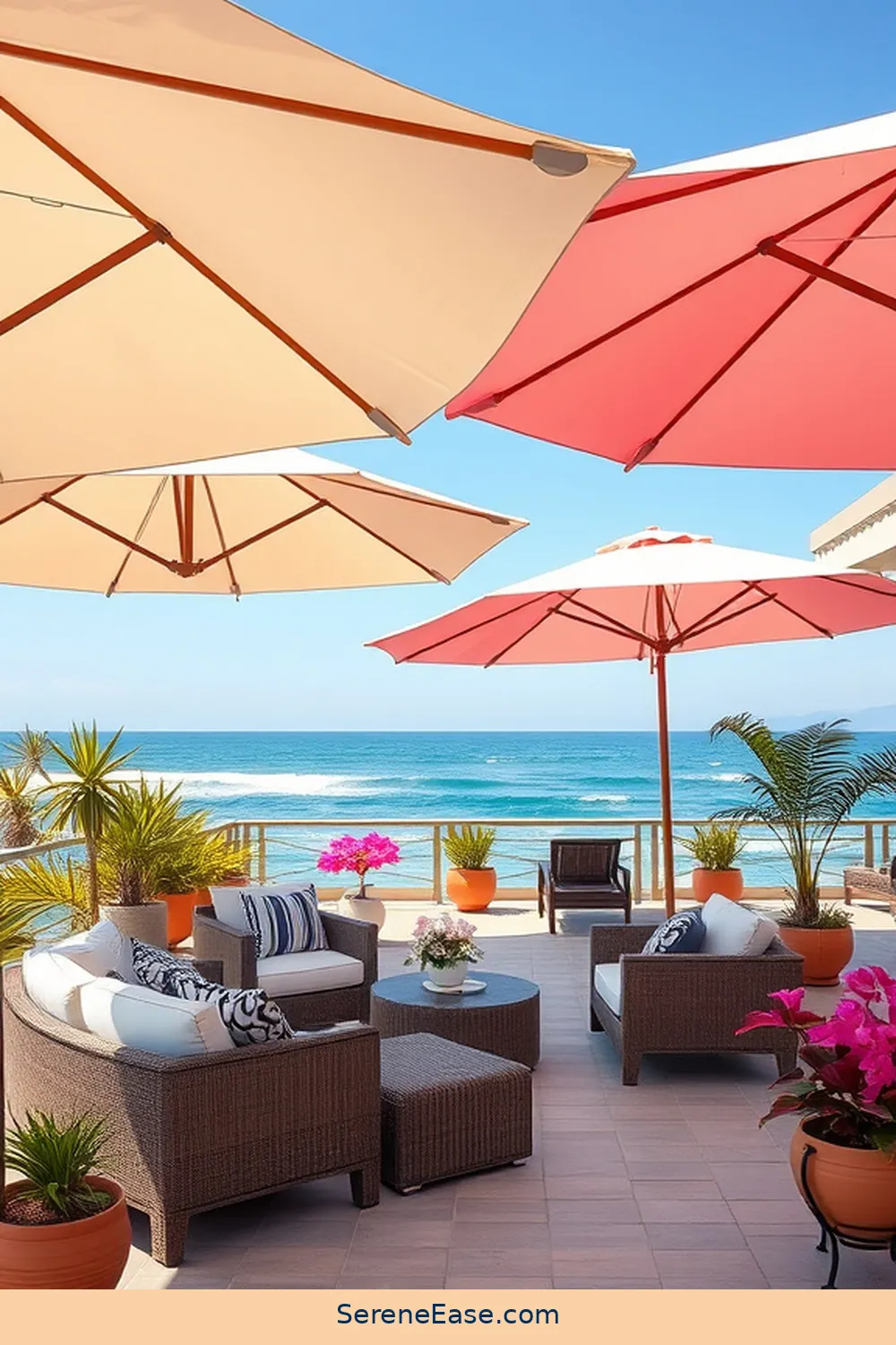 17 Ways to Incorporate Pastels Into Your Coastal Outdoor Patio Style 11 Use Pastel Umbrellas for 17 Ways to Incorporate Pastels Into Your Coastal Outdoor Patio Style