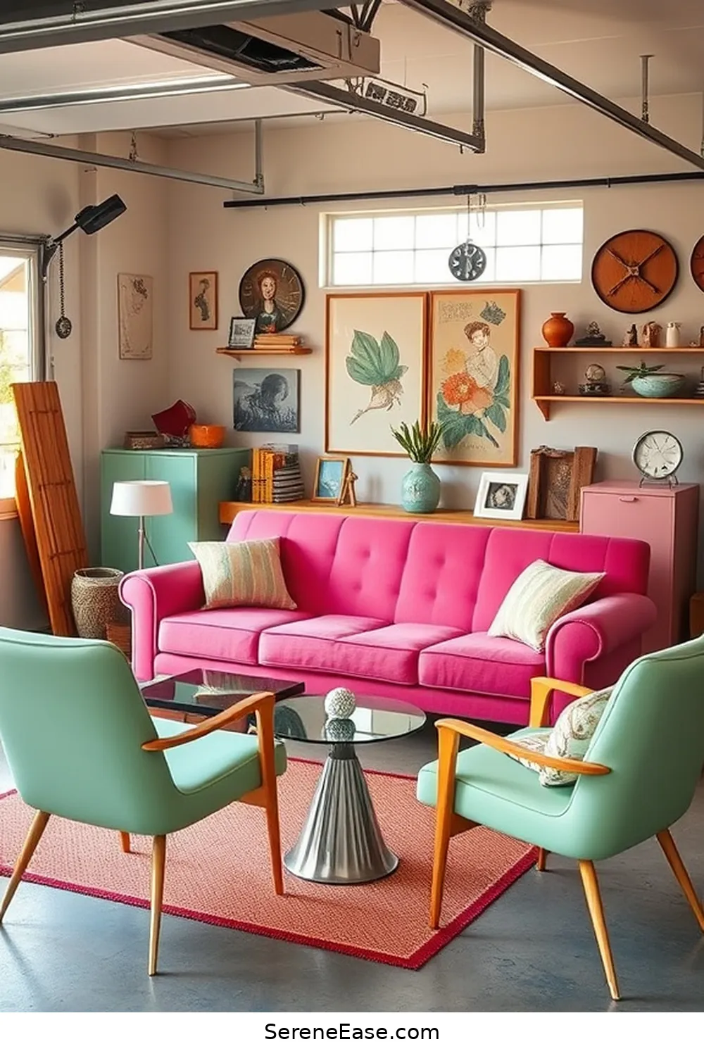 17 Ways to Incorporate Pastels in a Mid-Century Modern Garage Style 3 Use Pastel Furniture for a Vintage Vibe for 17 Ways to Incorporate Pastels in a Mid-Century Modern Garage Style