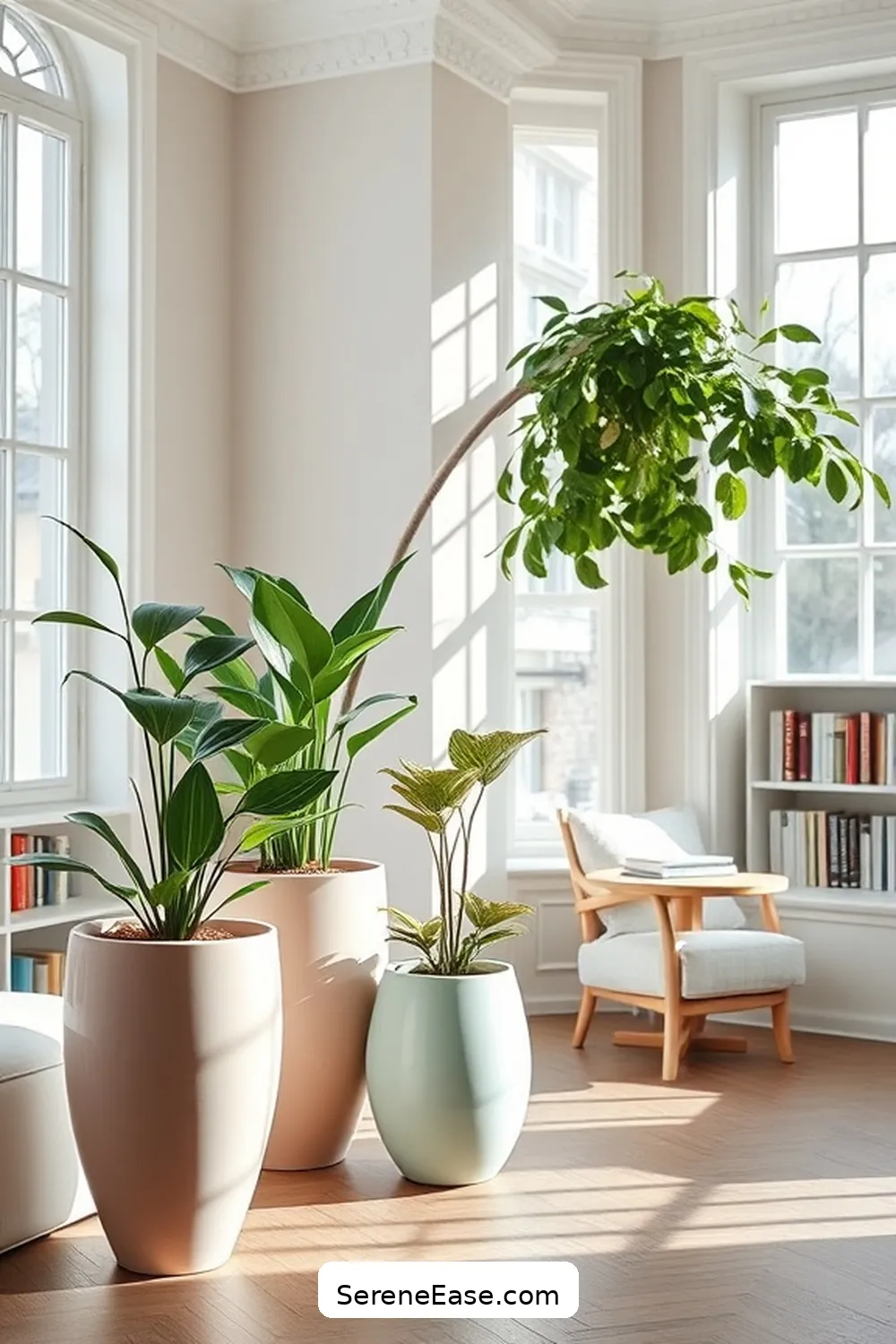Add Pastel Plants and Planters for 17 Ways to Incorporate Pastels in a Scandinavian Style Library