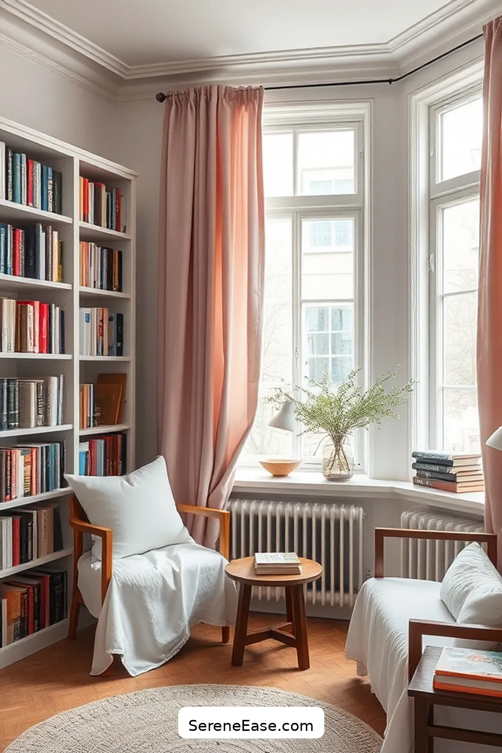 Incorporate Pastel Curtains or Blinds for 17 Ways to Incorporate Pastels in a Scandinavian Style Library