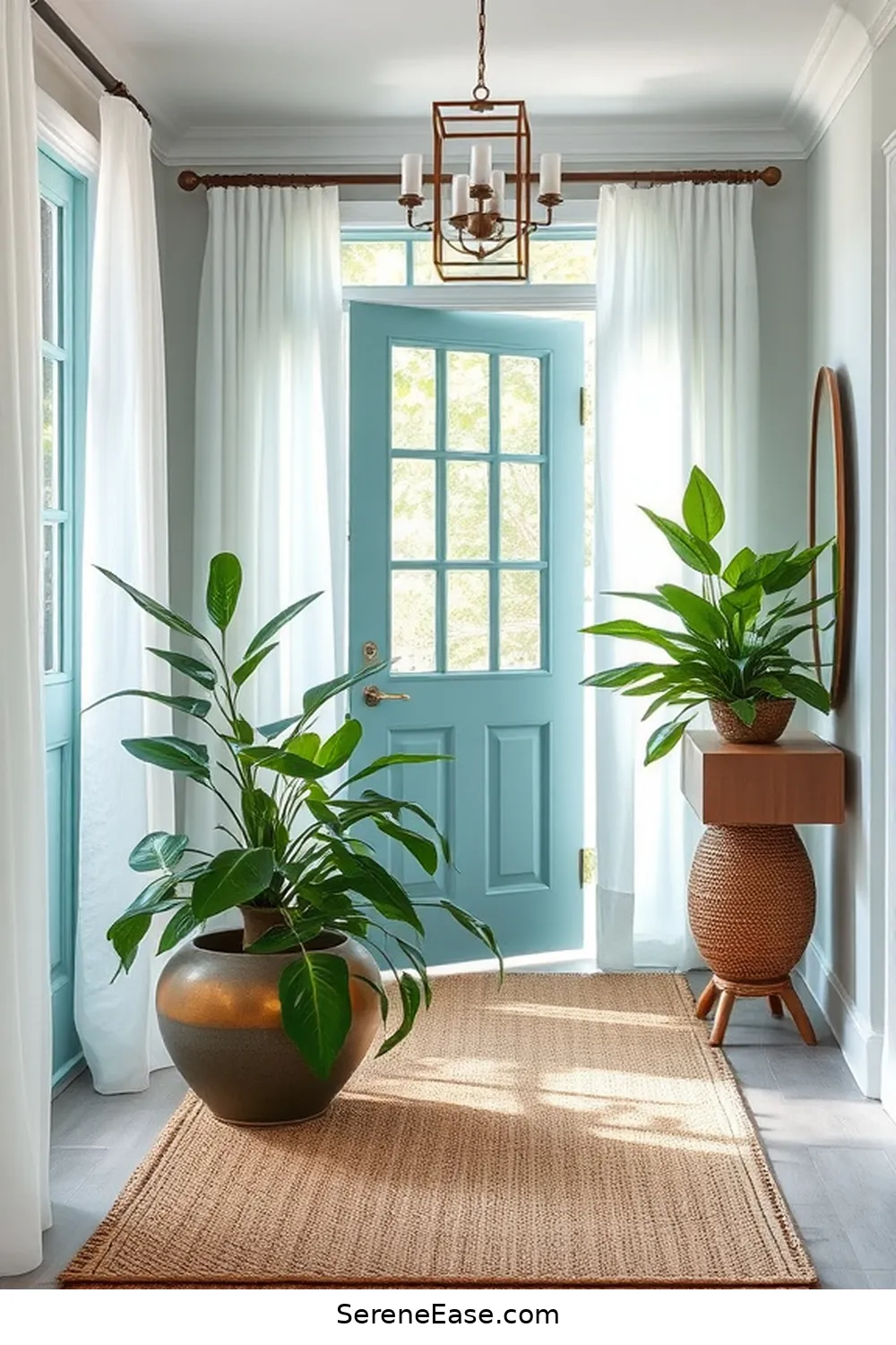 18 Monochromatic Entryway Ideas in Coastal Style 13 Calming Aqua Tones for 18 Monochromatic Entryway Ideas in Coastal Style
