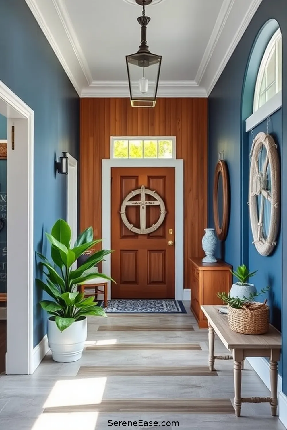 18 Monochromatic Entryway Ideas in Coastal Style 18 Deep Sea Blue Contrast for 18 Monochromatic Entryway Ideas in Coastal Style