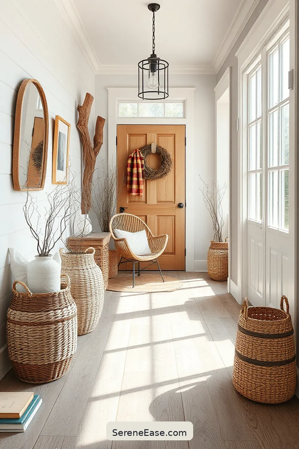 18 Monochromatic Entryway Ideas in Coastal Style 8 Driftwood Brown Accents for 18 Monochromatic Entryway Ideas in Coastal Style