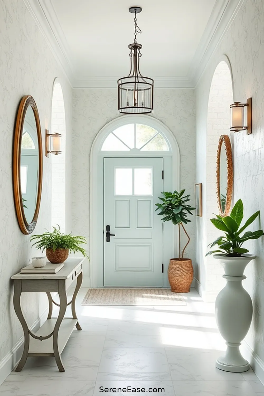 18 Monochromatic Entryway Ideas in Coastal Style 14 Frosted Mint Freshness for 18 Monochromatic Entryway Ideas in Coastal Style