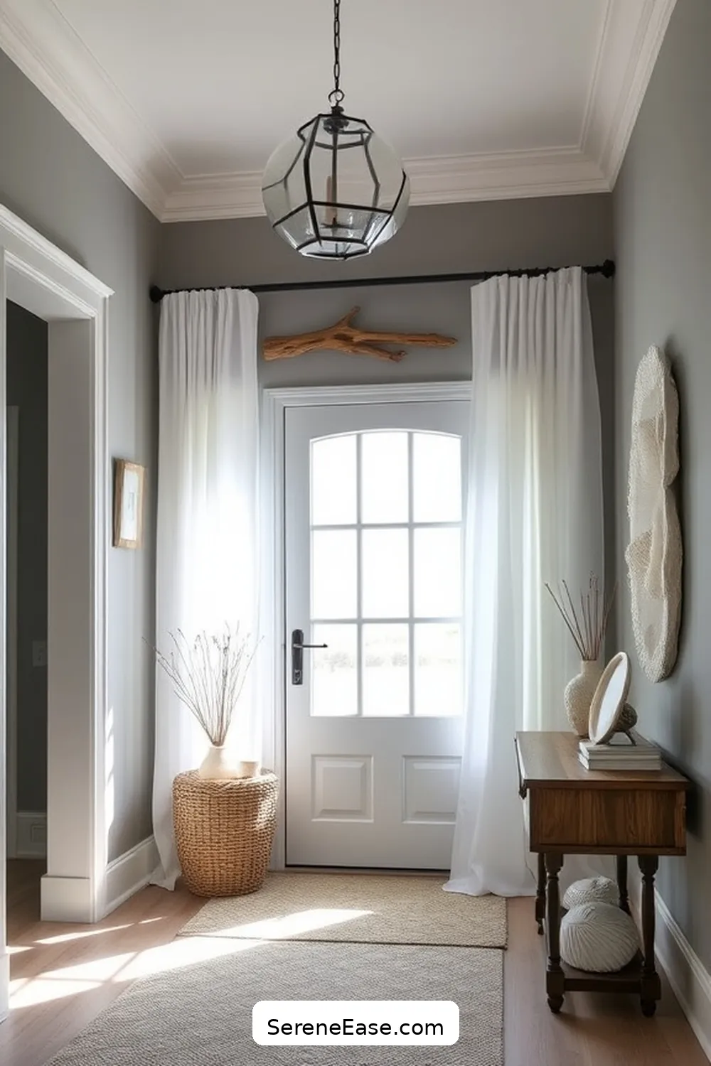 18 Monochromatic Entryway Ideas in Coastal Style 7 Misty Gray Elegance for 18 Monochromatic Entryway Ideas in Coastal Style