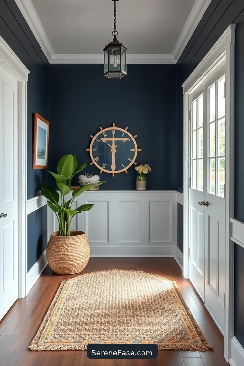 18 Monochromatic Entryway Ideas in Coastal Style 11 Nautical Navy Depths for 18 Monochromatic Entryway Ideas in Coastal Style