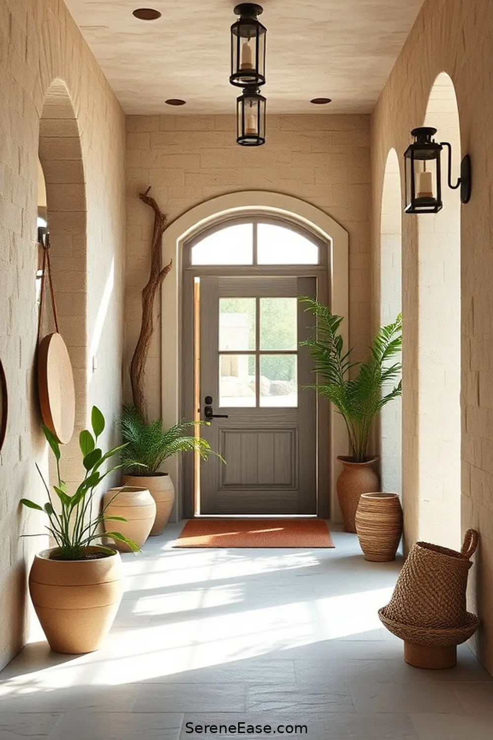 18 Monochromatic Entryway Ideas in Coastal Style 12 Pale Sandstone Warmth for 18 Monochromatic Entryway Ideas in Coastal Style