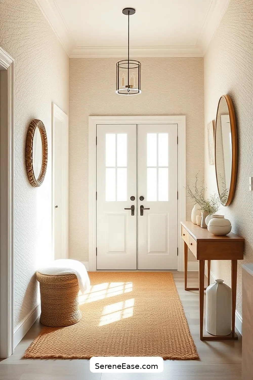 18 Monochromatic Entryway Ideas in Coastal Style 3 Sandy Beige Bliss for 18 Monochromatic Entryway Ideas in Coastal Style