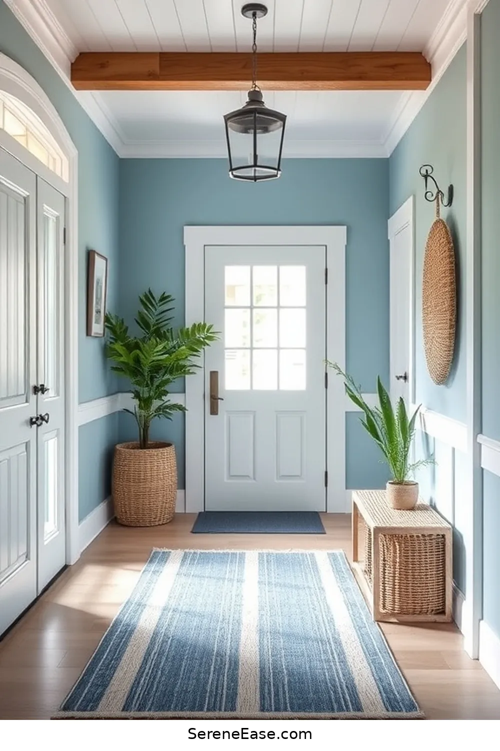 18 Monochromatic Entryway Ideas in Coastal Style 4 Tranquil Sky Blue for 18 Monochromatic Entryway Ideas in Coastal Style