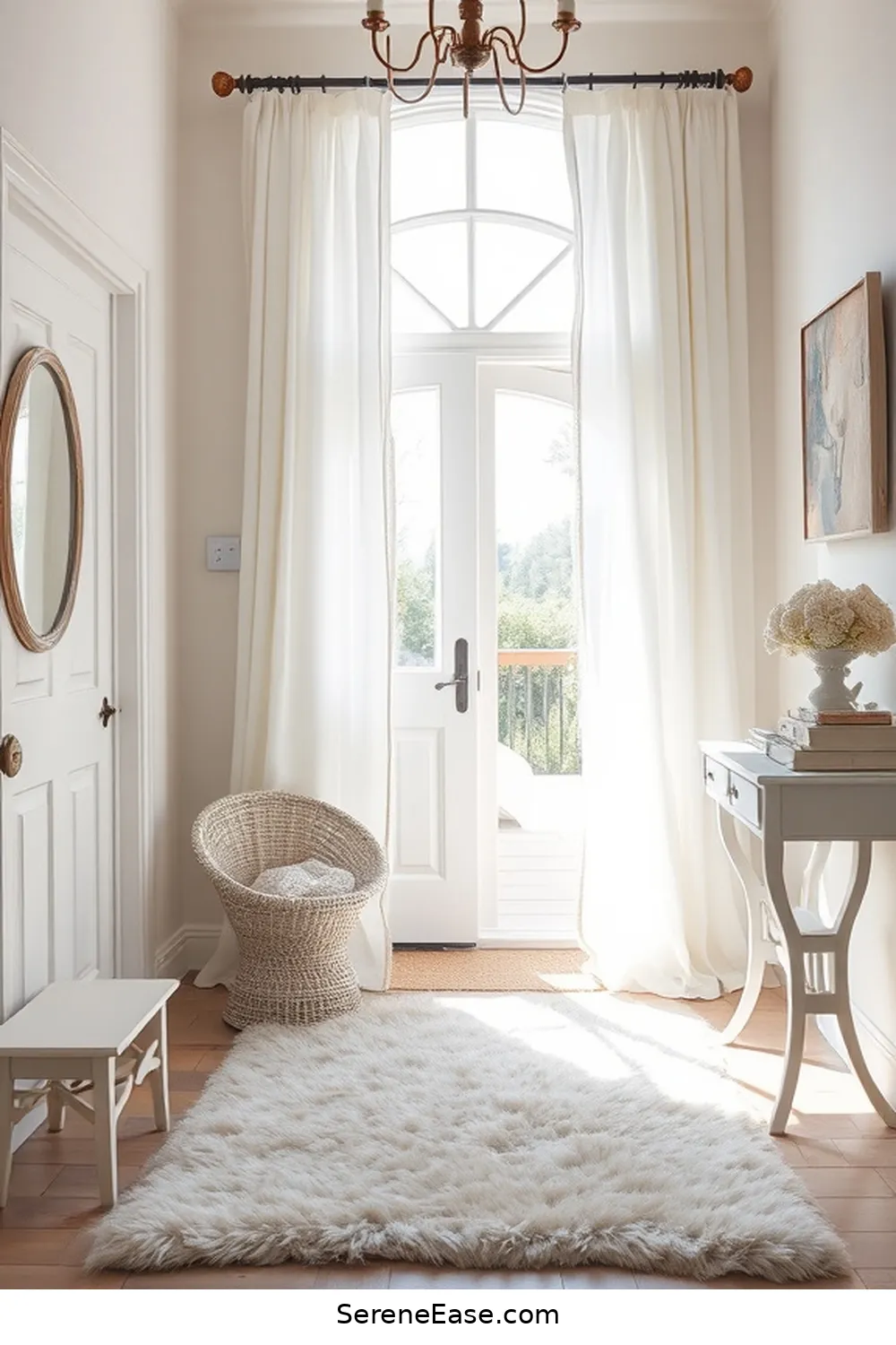 18 Monochromatic Entryway Ideas in Coastal Style 17 Whimsical Cloud White for 18 Monochromatic Entryway Ideas in Coastal Style