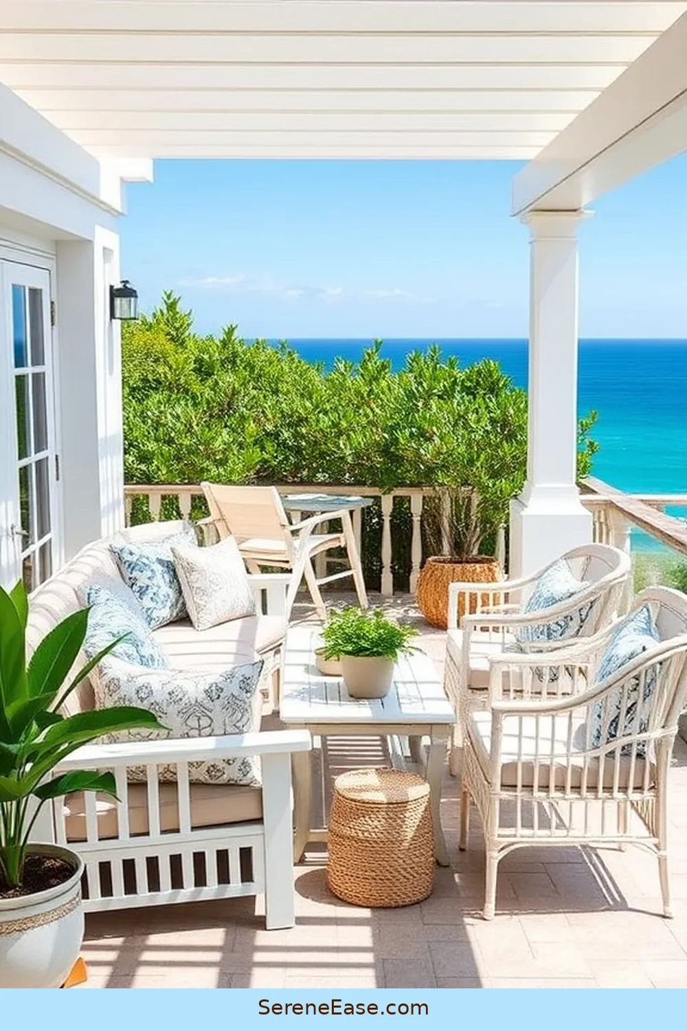 18 Monochromatic Outdoor Patio Ideas in Coastal Style 3 Chic White-Washed Furniture for 18 Monochromatic Outdoor Patio Ideas in Coastal Style