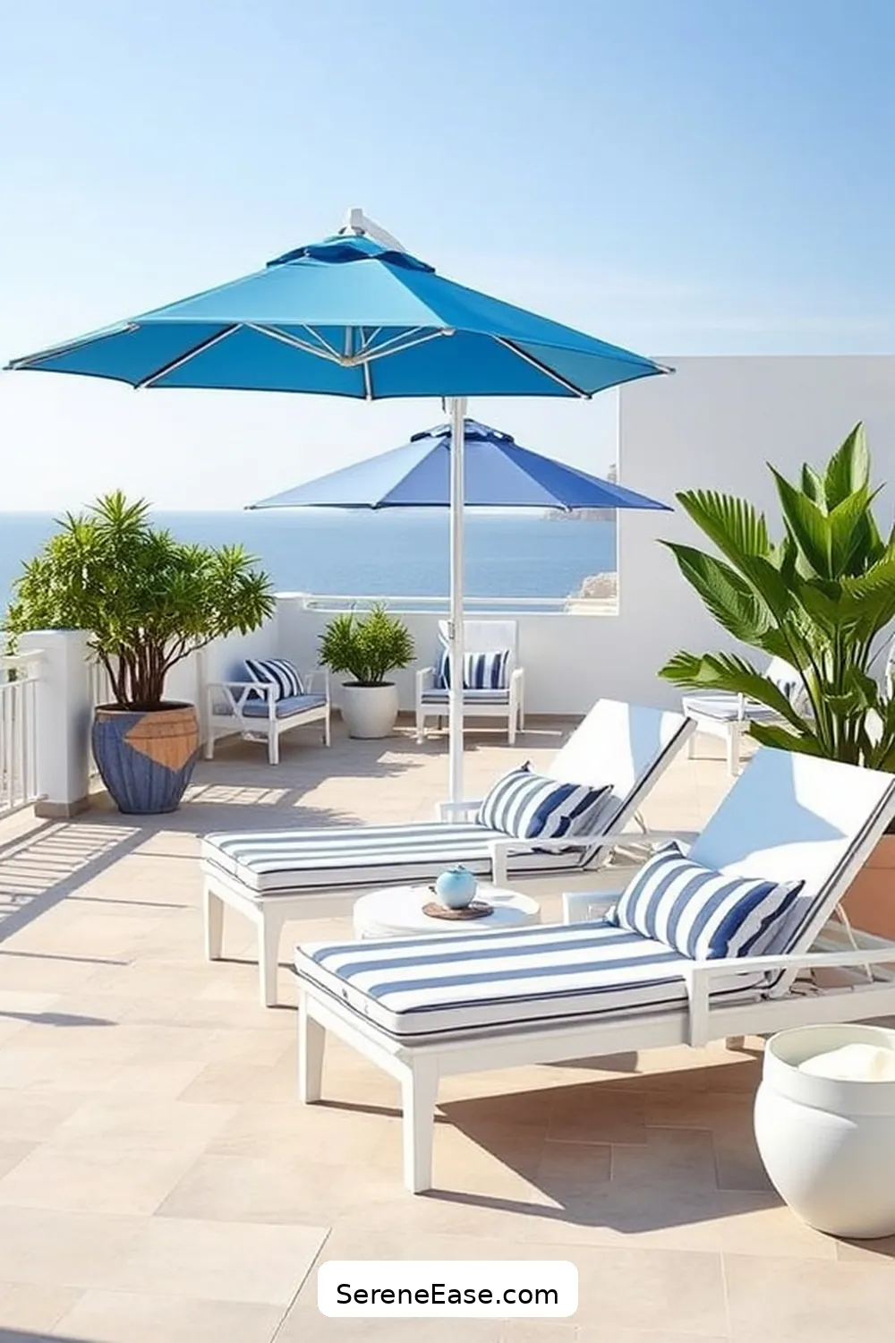 18 Monochromatic Outdoor Patio Ideas in Coastal Style 9 Nautical Stripes for 18 Monochromatic Outdoor Patio Ideas in Coastal Style