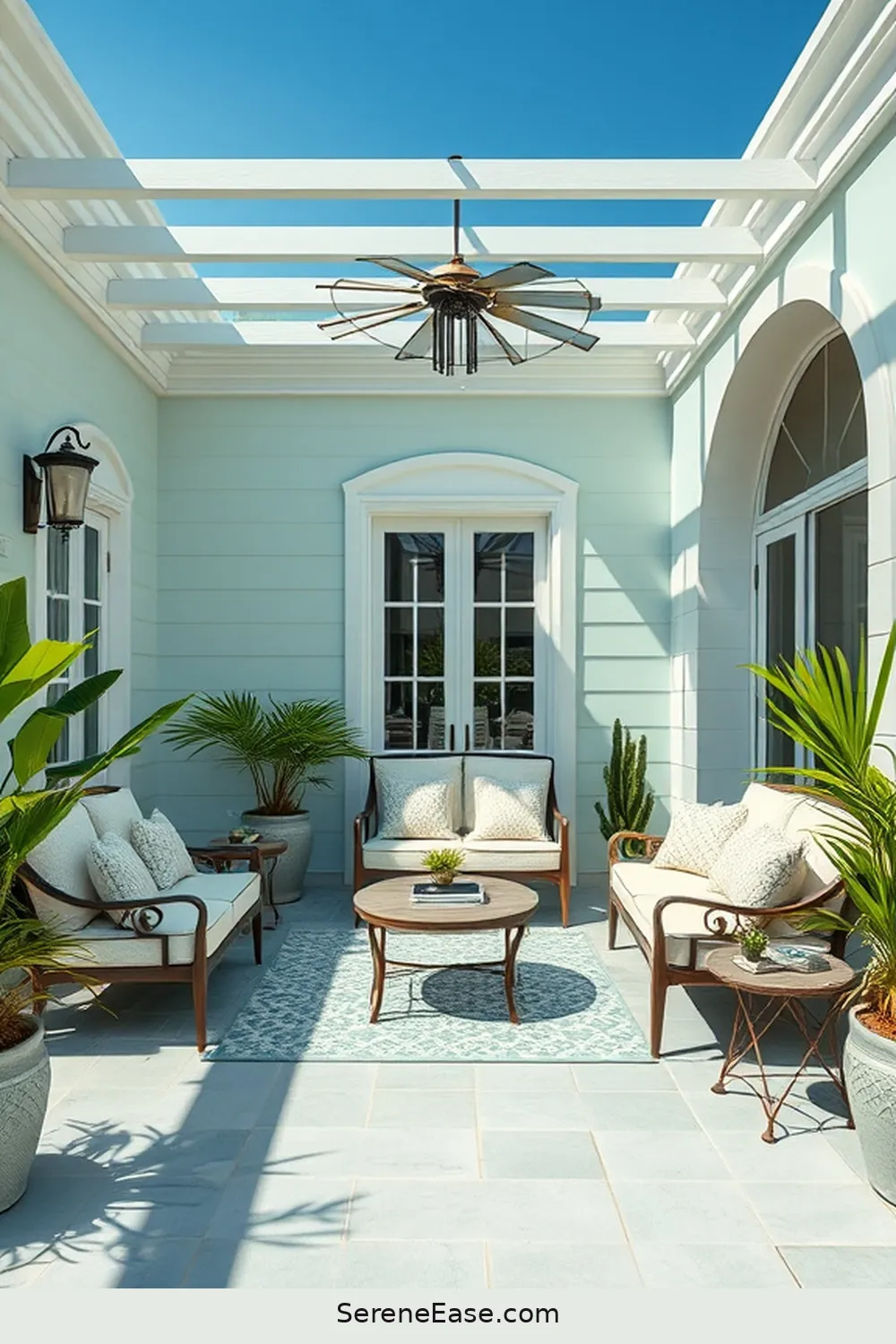 18 Monochromatic Outdoor Patio Ideas in Coastal Style 7 Serene Seafoam Green for 18 Monochromatic Outdoor Patio Ideas in Coastal Style