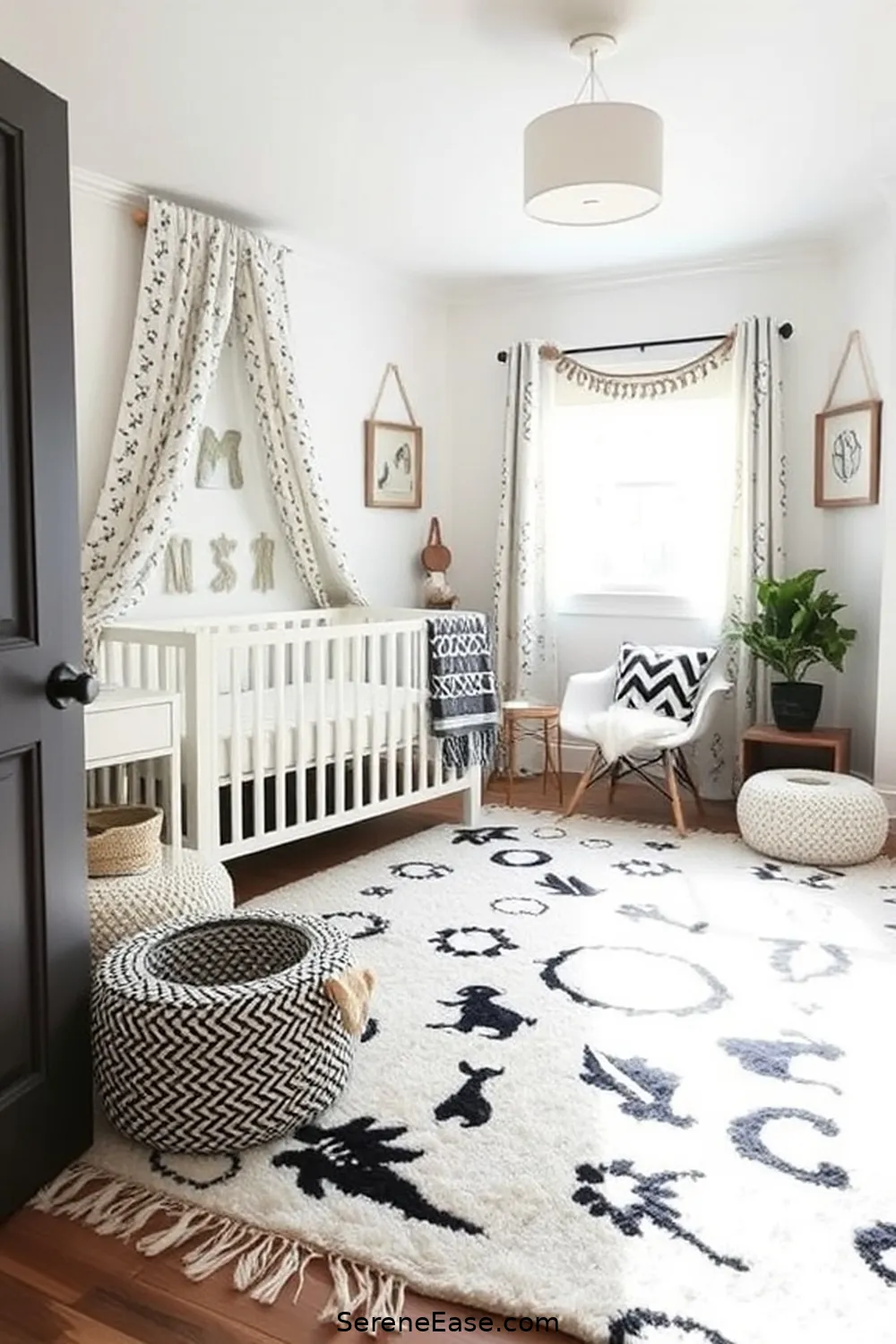 18 Tips for Designing a Black and White Rustic Nursery Style 13 Choose a Statement Rug for 18 Tips for Designing a Black and White Rustic Nursery Style