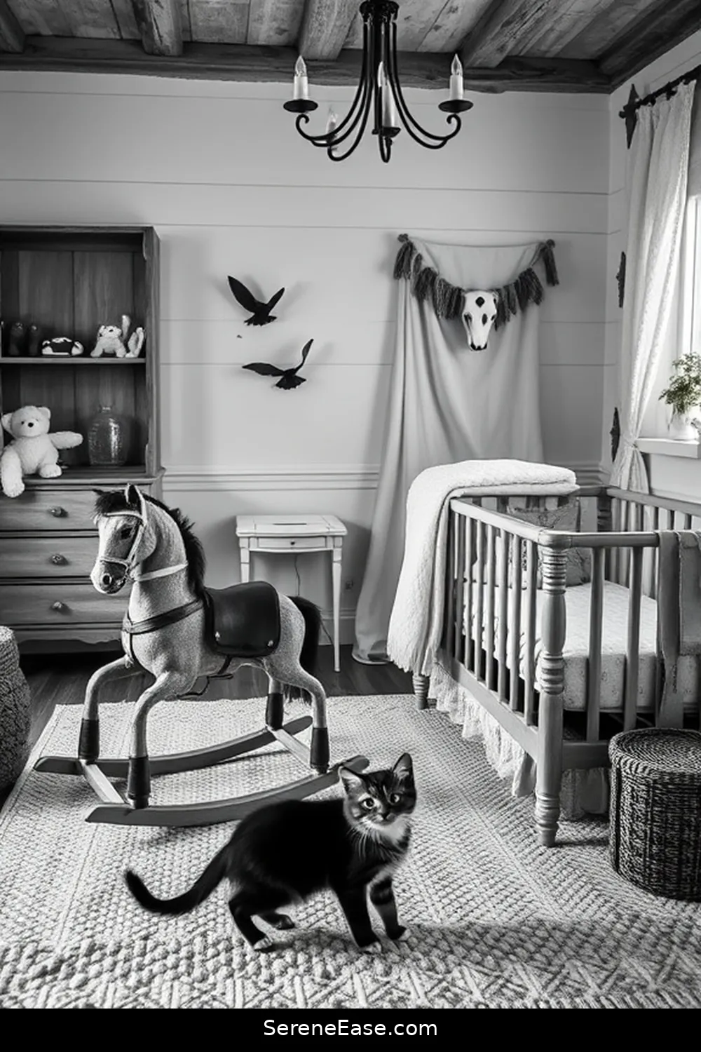 18 Tips for Designing a Black and White Rustic Nursery Style 8 Opt for Vintage Accessories for 18 Tips for Designing a Black and White Rustic Nursery Style