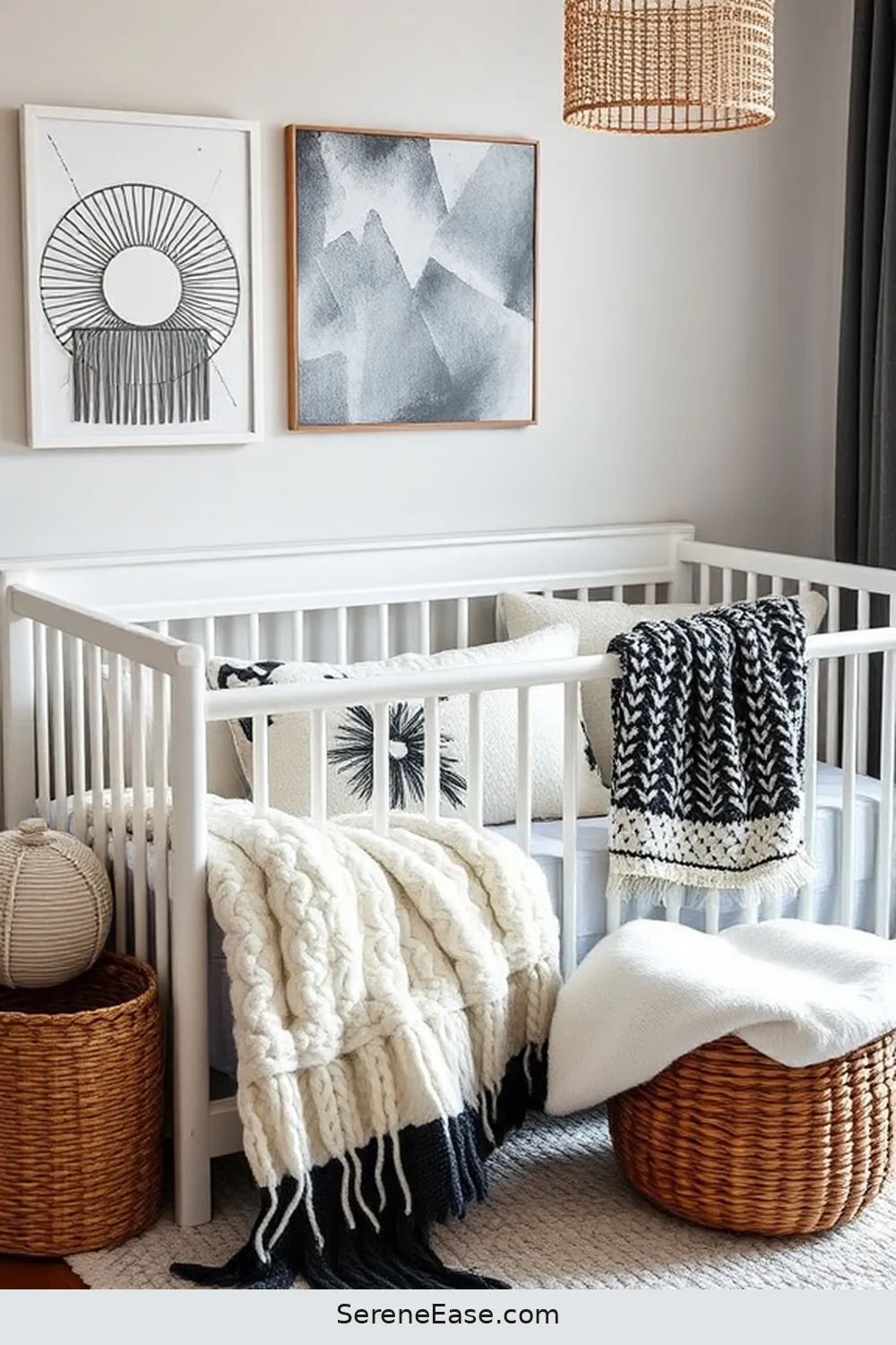 18 Tips for Designing a Black and White Rustic Nursery Style 5 Select Cozy Textiles for 18 Tips for Designing a Black and White Rustic Nursery Style