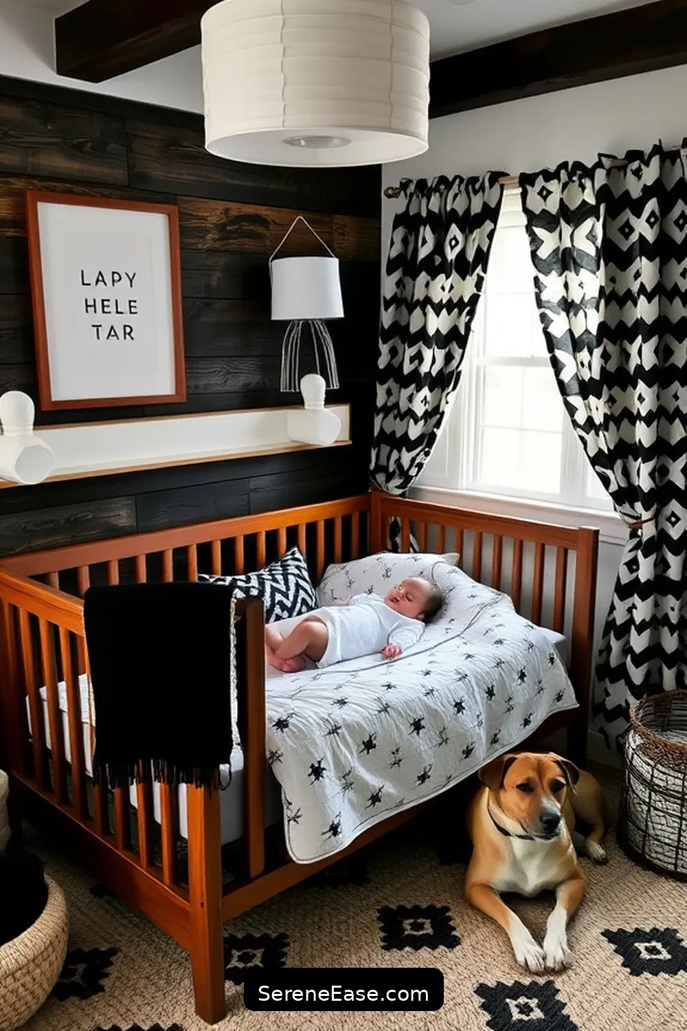 18 Tips for Designing a Black and White Rustic Nursery Style 4 Use Monochrome Patterns for 18 Tips for Designing a Black and White Rustic Nursery Style