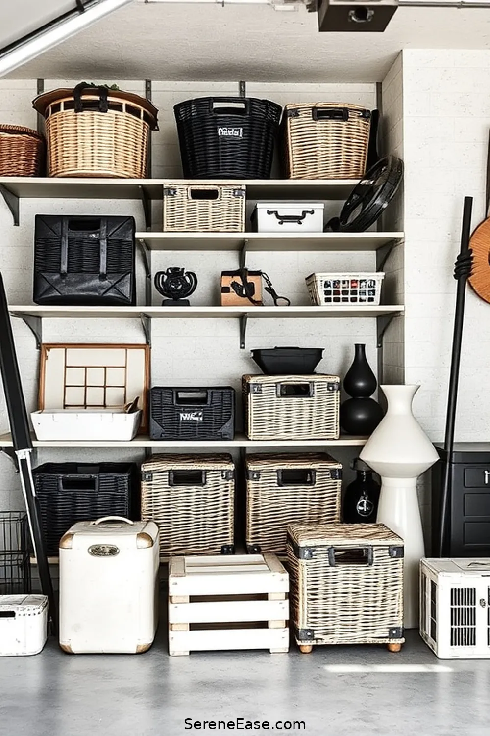 18 Ways to Achieve Black and White Bohemian Style in Your Garage 13 Choose Unique Storage Solutions for 18 Ways to Achieve Black and White Bohemian Style in Your Garage