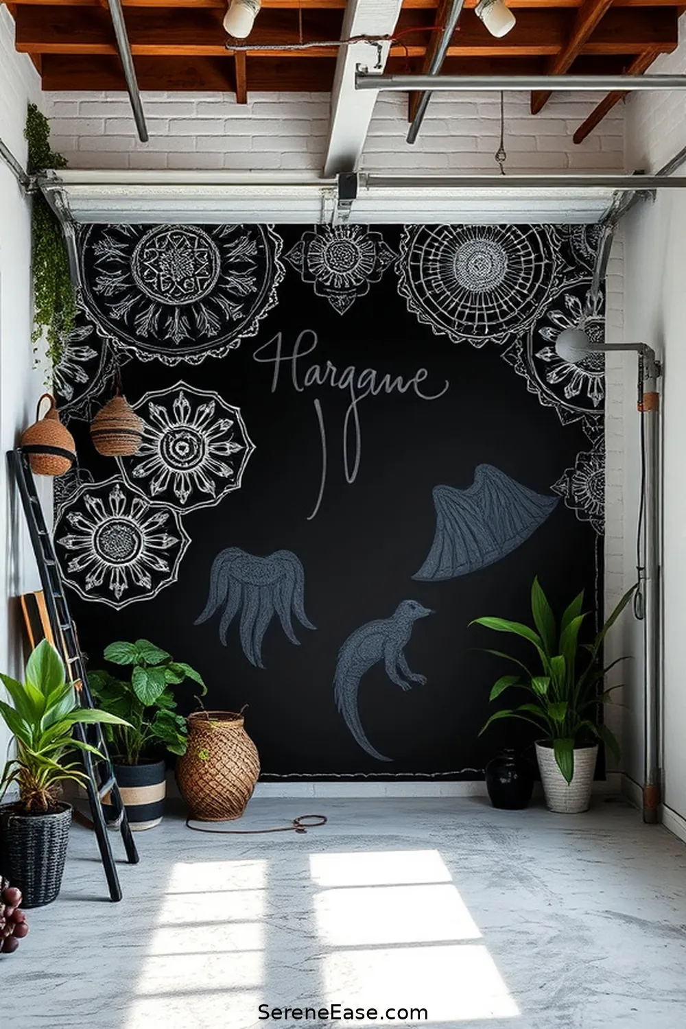 18 Ways to Achieve Black and White Bohemian Style in Your Garage 17 Design a Chalkboard Wall for 18 Ways to Achieve Black and White Bohemian Style in Your Garage
