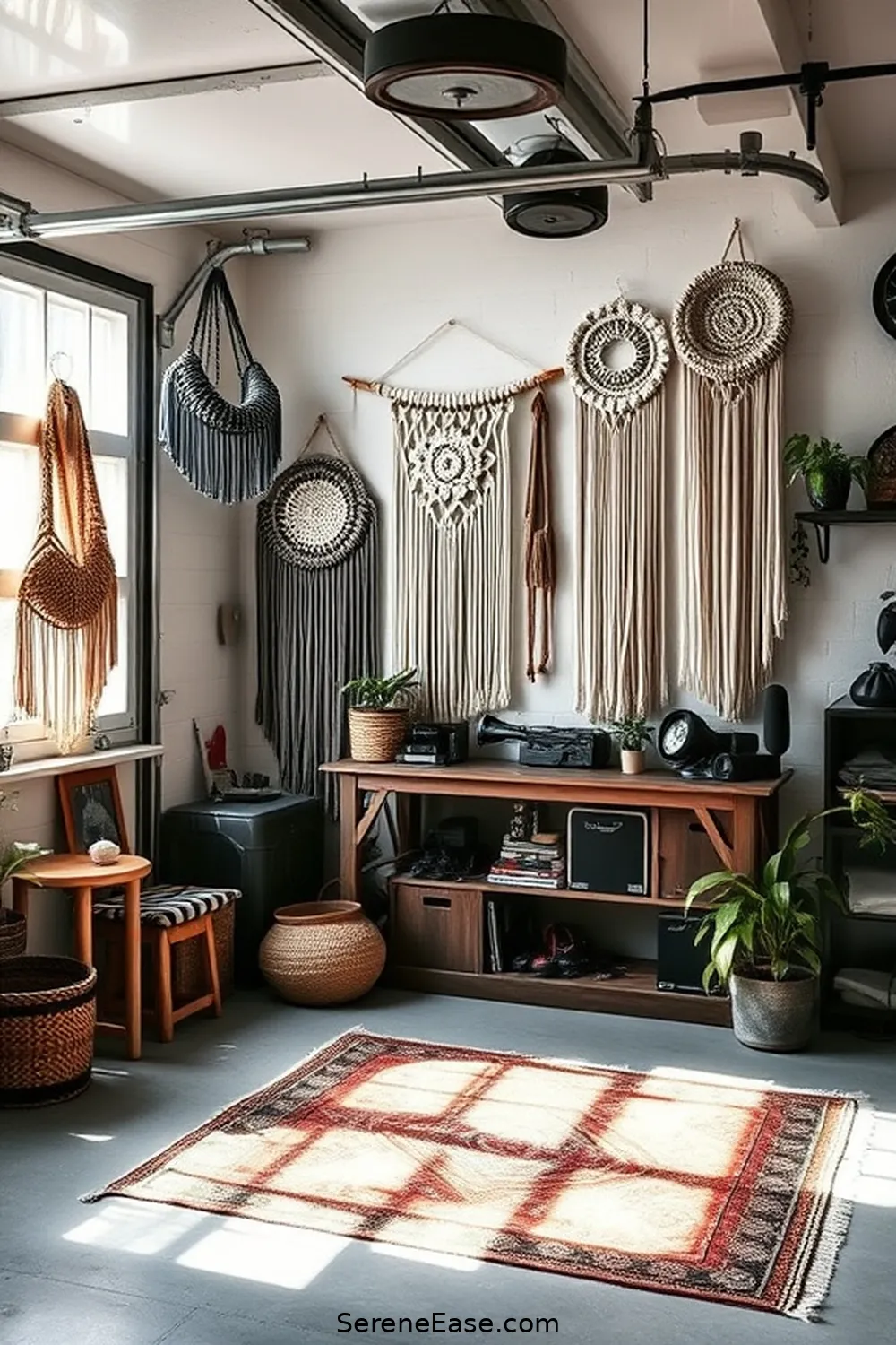 18 Ways to Achieve Black and White Bohemian Style in Your Garage 14 Hang MacramΓ© or Wall Hangings for 18 Ways to Achieve Black and White Bohemian Style in Your Garage
