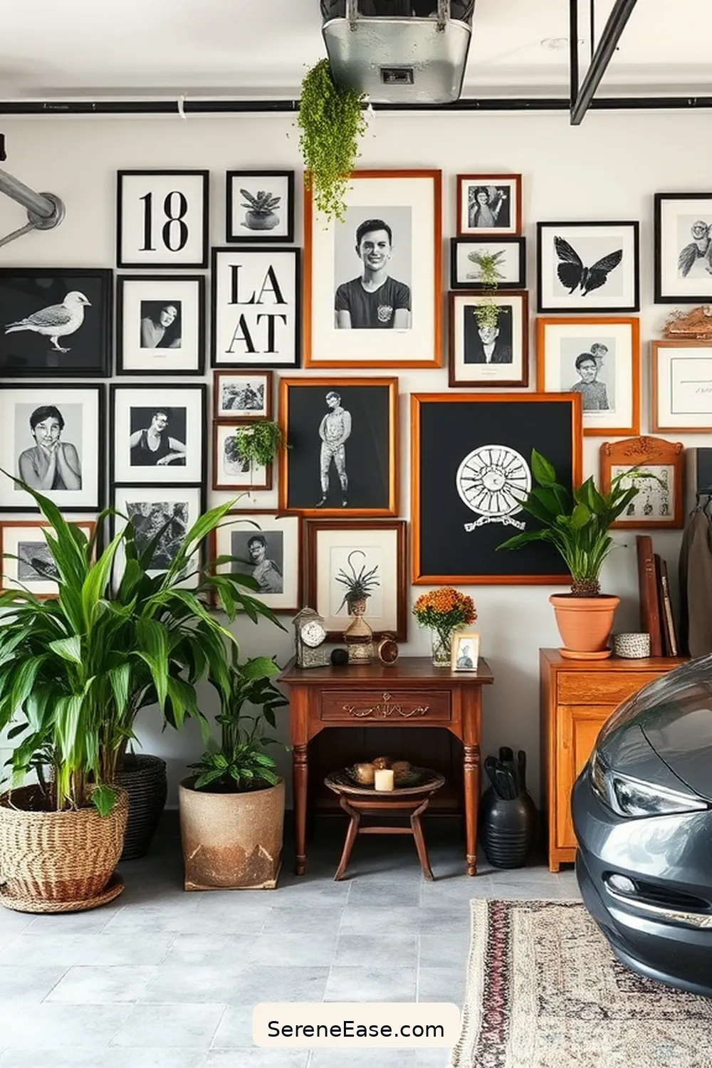 18 Ways to Achieve Black and White Bohemian Style in Your Garage 15 Include a Gallery Wall for 18 Ways to Achieve Black and White Bohemian Style in Your Garage