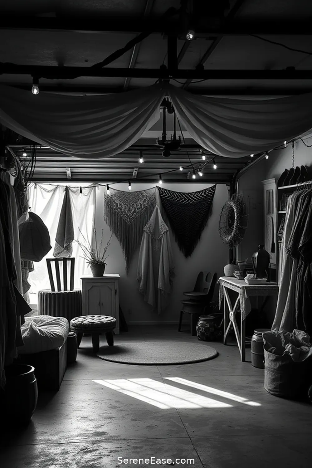 18 Ways to Achieve Black and White Bohemian Style in Your Garage 9 Install Mood Lighting for 18 Ways to Achieve Black and White Bohemian Style in Your Garage