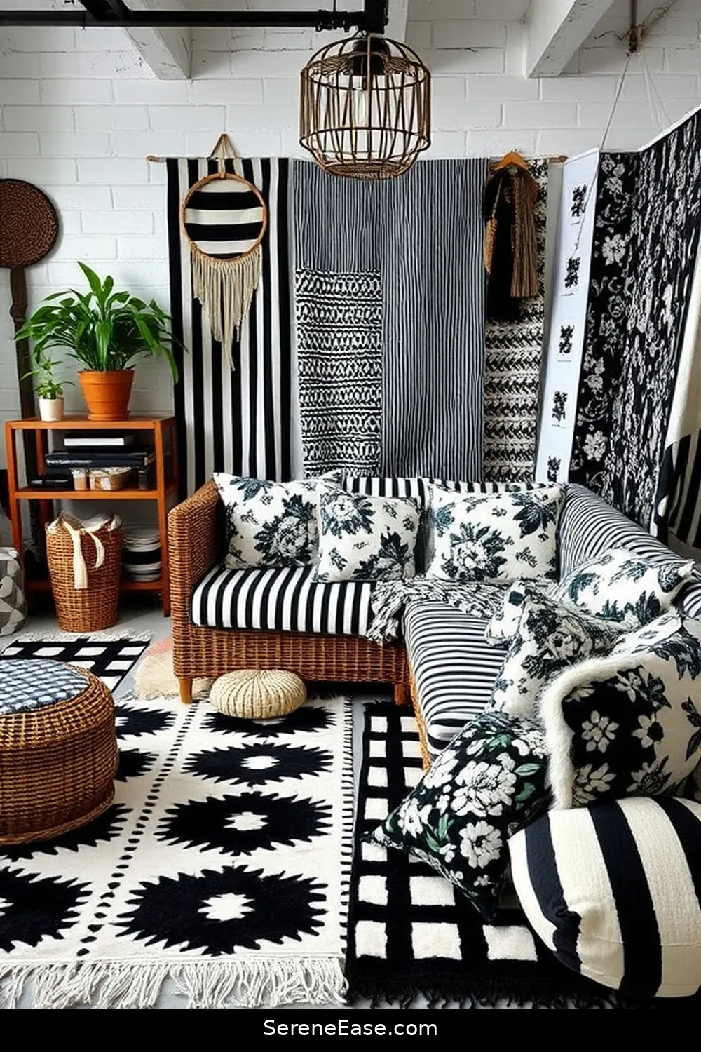 18 Ways to Achieve Black and White Bohemian Style in Your Garage 11 Mix Patterns for Visual Interest for 18 Ways to Achieve Black and White Bohemian Style in Your Garage