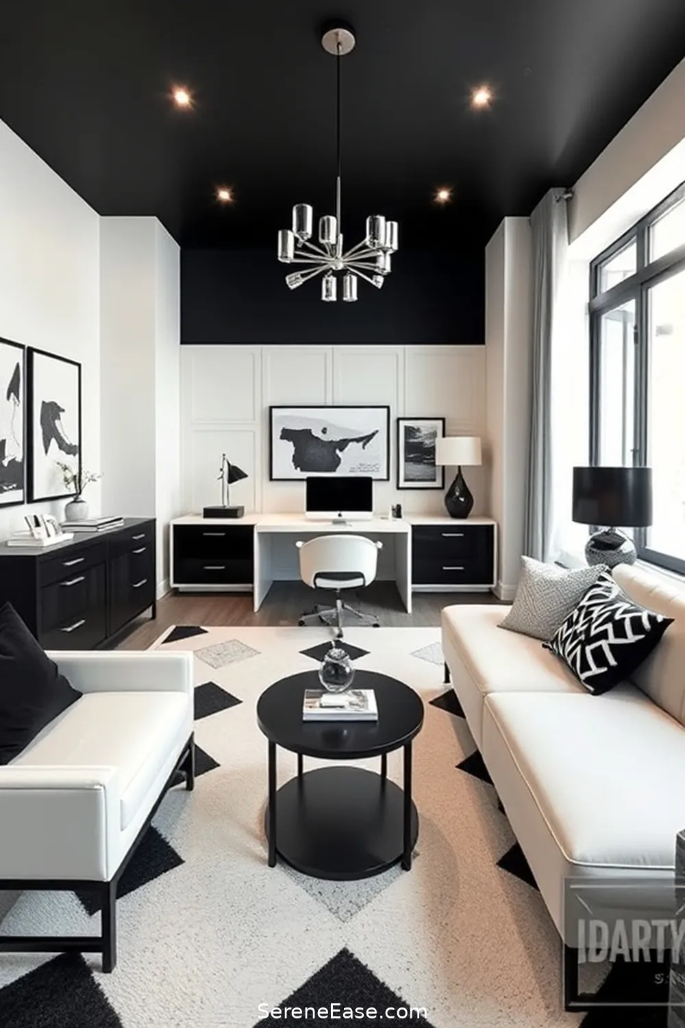 18 Ways to Achieve Black and White Mid-Century Modern Home Office Style 4 Opt for Monochromatic Color Palette for 18 Ways to Achieve Black and White Mid-Century Modern Home Office Style