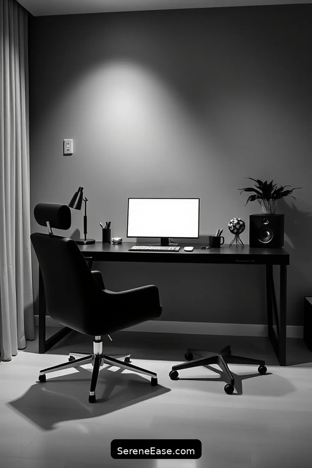 18 Ways to Achieve Black and White Mid-Century Modern Home Office Style 16 Opt for Sleek Technology Solutions for 18 Ways to Achieve Black and White Mid-Century Modern Home Office Style