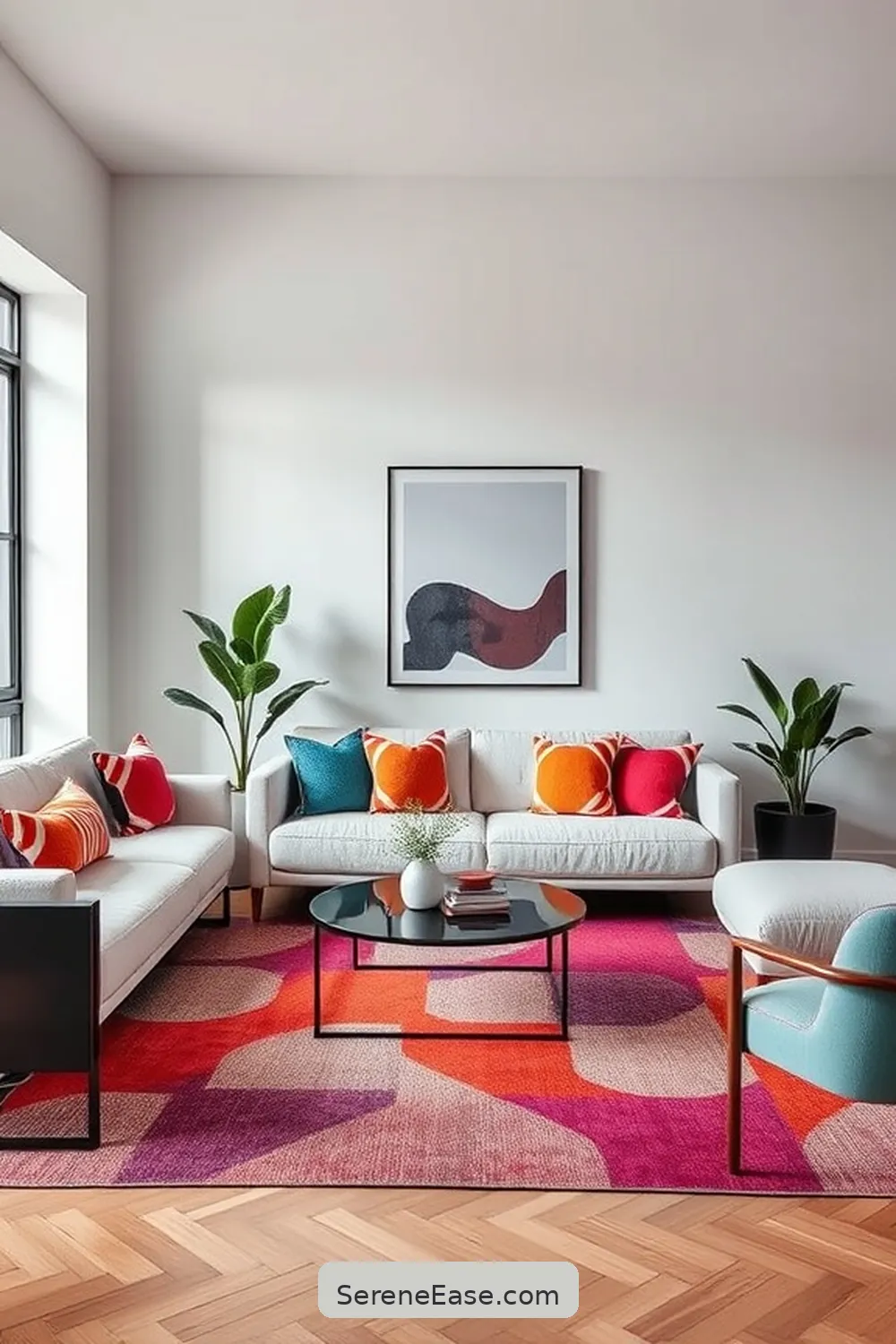 18 Ways to Achieve Bold and Bright Minimalist Living Room Style 5 Use Geometric Patterns for 18 Ways to Achieve Bold and Bright Minimalist Living Room Style