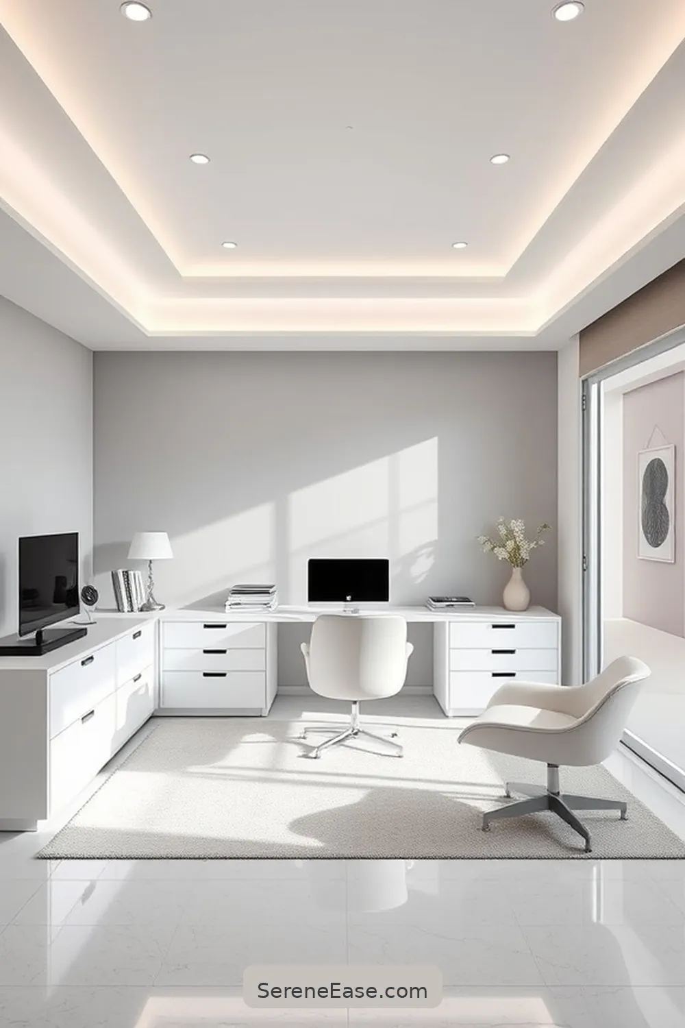 18 Ways to Achieve Monochromatic Home Office Minimalist Style 10 Implement Smart Lighting for 18 Ways to Achieve Monochromatic Home Office Minimalist Style