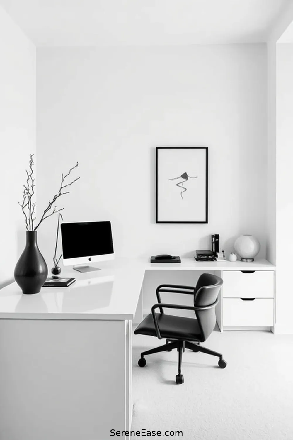 18 Ways to Achieve Monochromatic Home Office Minimalist Style 6 Keep Accessories to a Minimum for 18 Ways to Achieve Monochromatic Home Office Minimalist Style