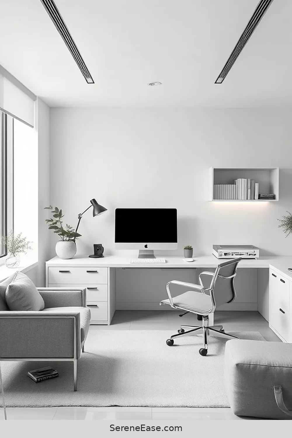 18 Ways to Achieve Monochromatic Home Office Minimalist Style 17 Keep Technology Minimal for 18 Ways to Achieve Monochromatic Home Office Minimalist Style