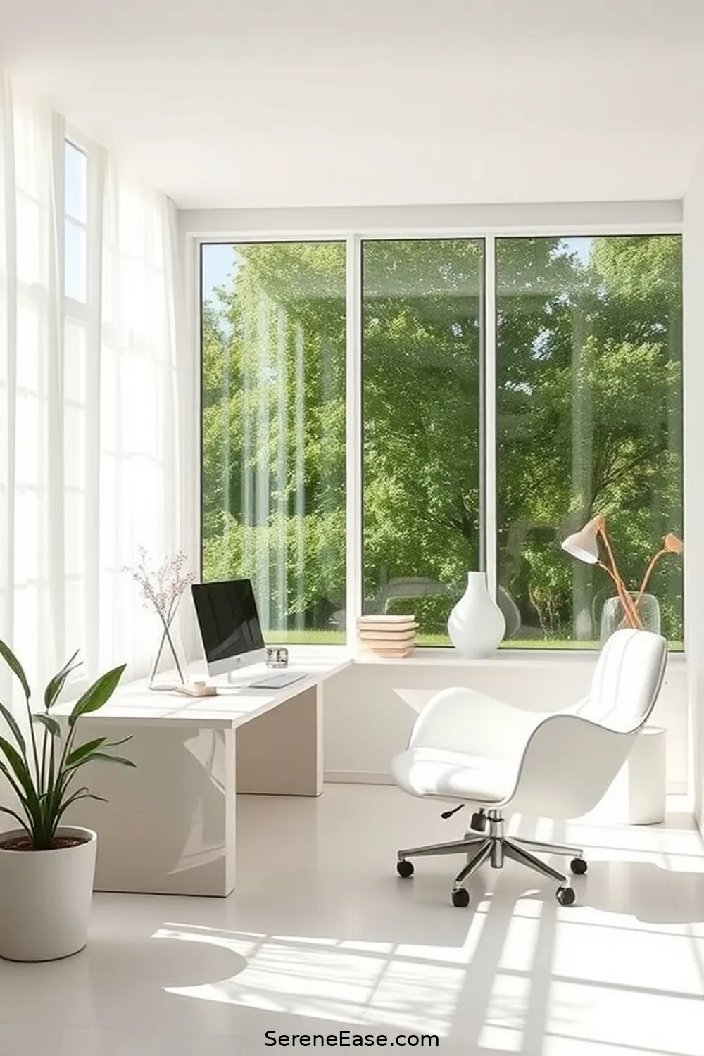 18 Ways to Achieve Monochromatic Home Office Minimalist Style 9 Utilize Natural Light for 18 Ways to Achieve Monochromatic Home Office Minimalist Style