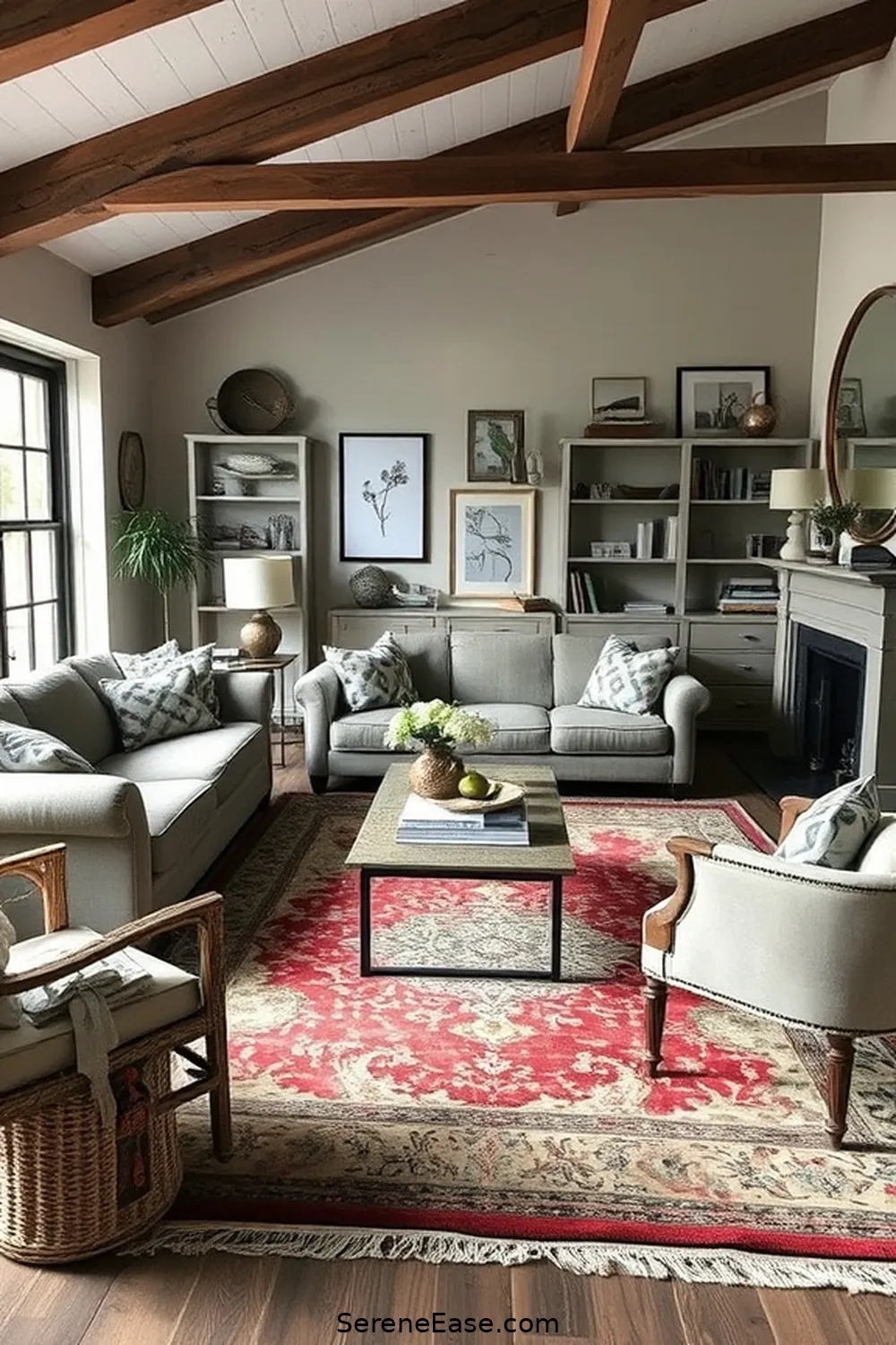 Incorporate Vintage Elements for 18 Ways to Achieve Monochromatic Living Room Style in Modern Farmhouse