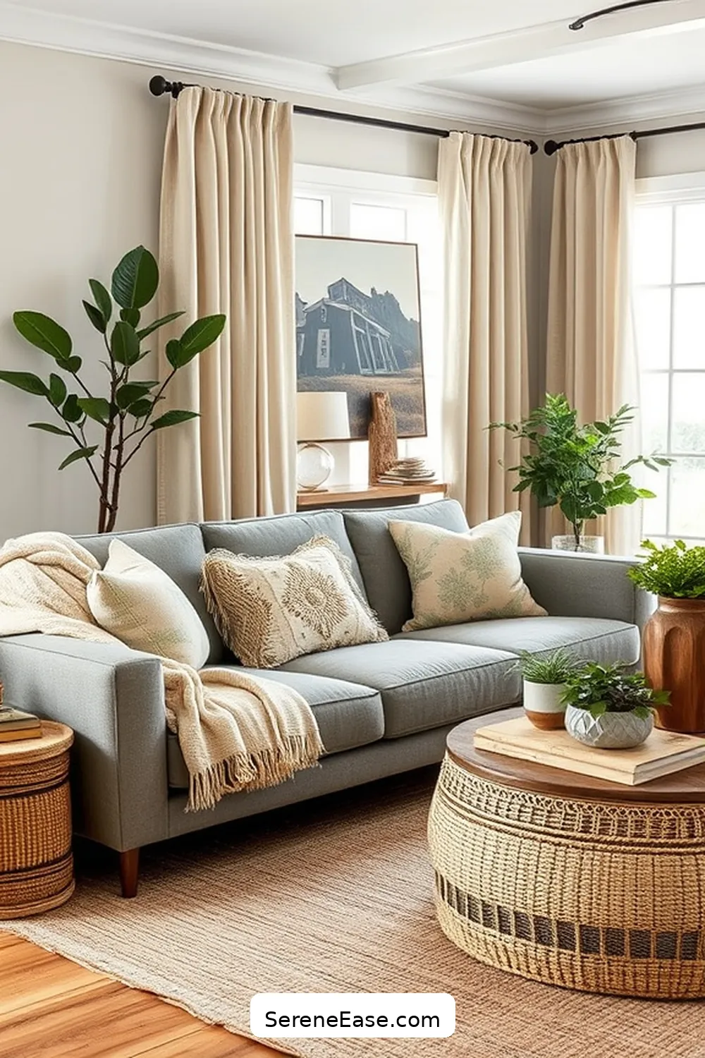 Layer Textures for Depth for 18 Ways to Achieve Monochromatic Living Room Style in Modern Farmhouse