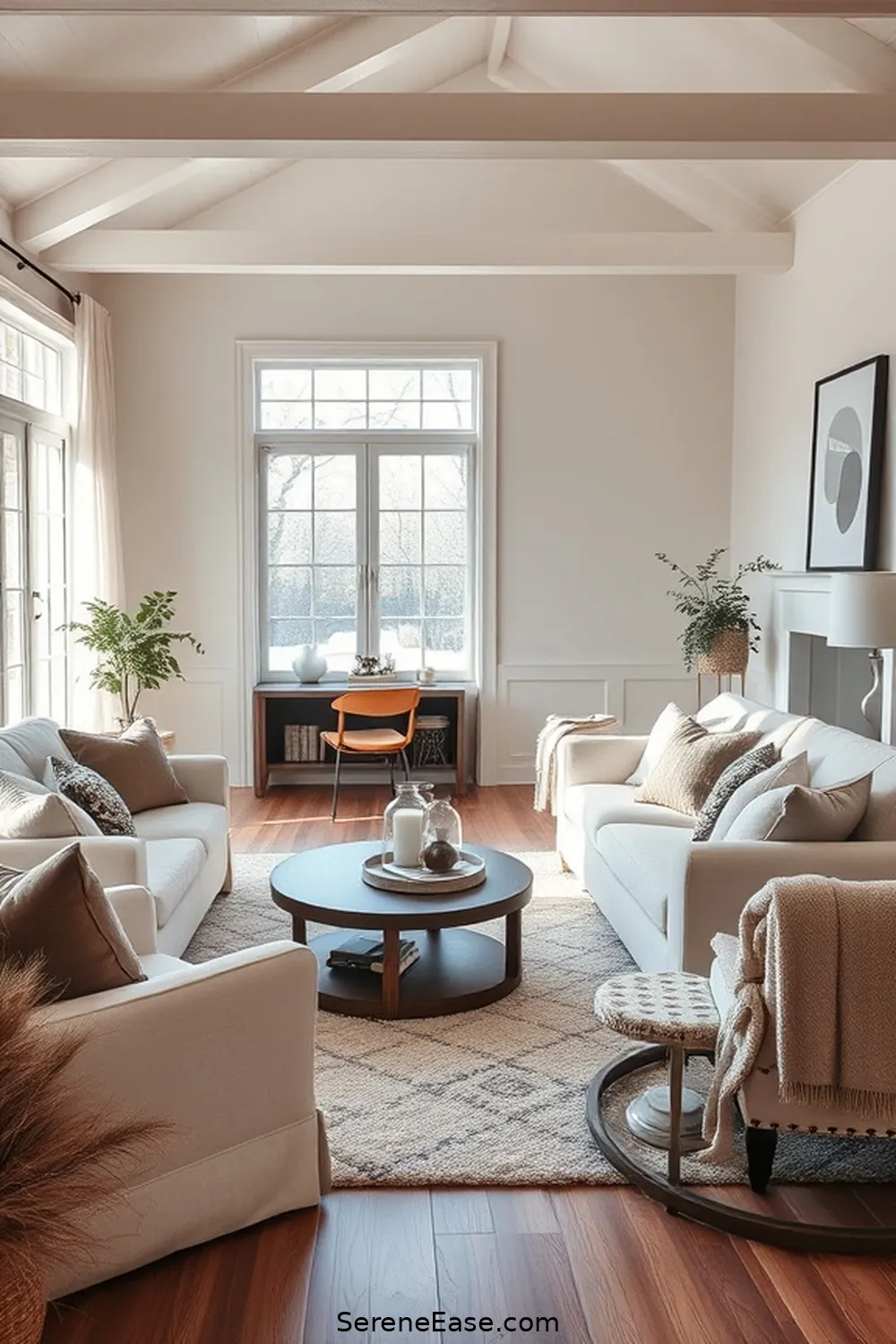 Utilize Soft Lighting for 18 Ways to Achieve Monochromatic Living Room Style in Modern Farmhouse