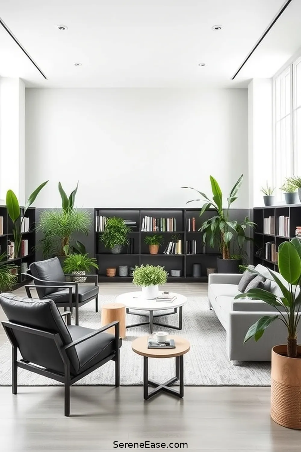 18 Ways to Achieve Monochromatic Scandinavian Style in a Library 12 Add Indoor Plants for 18 Ways to Achieve Monochromatic Scandinavian Style in a Library