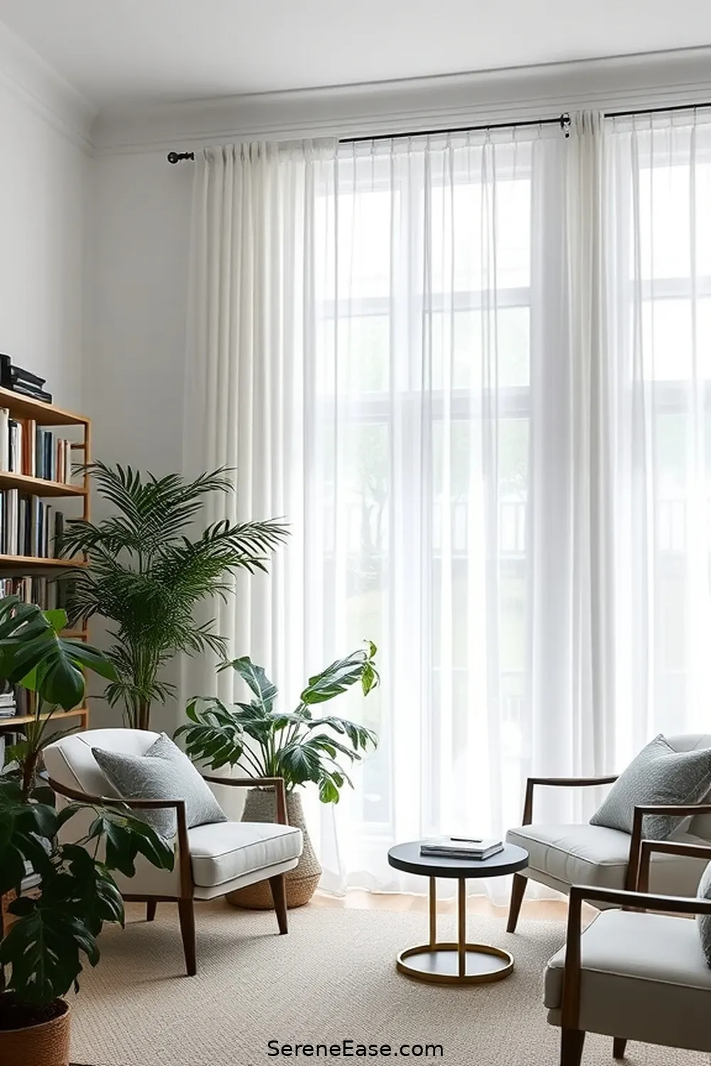 18 Ways to Achieve Monochromatic Scandinavian Style in a Library 17 Choose Simple Window Treatments for 18 Ways to Achieve Monochromatic Scandinavian Style in a Library