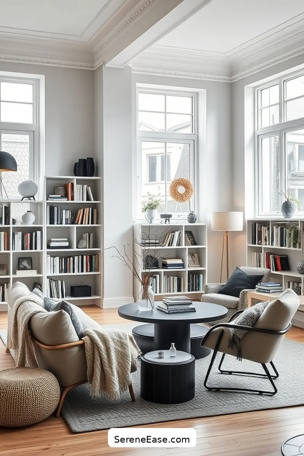 18 Ways to Achieve Monochromatic Scandinavian Style in a Library 19 Personalize With Thoughtful Accessories for 18 Ways to Achieve Monochromatic Scandinavian Style in a Library