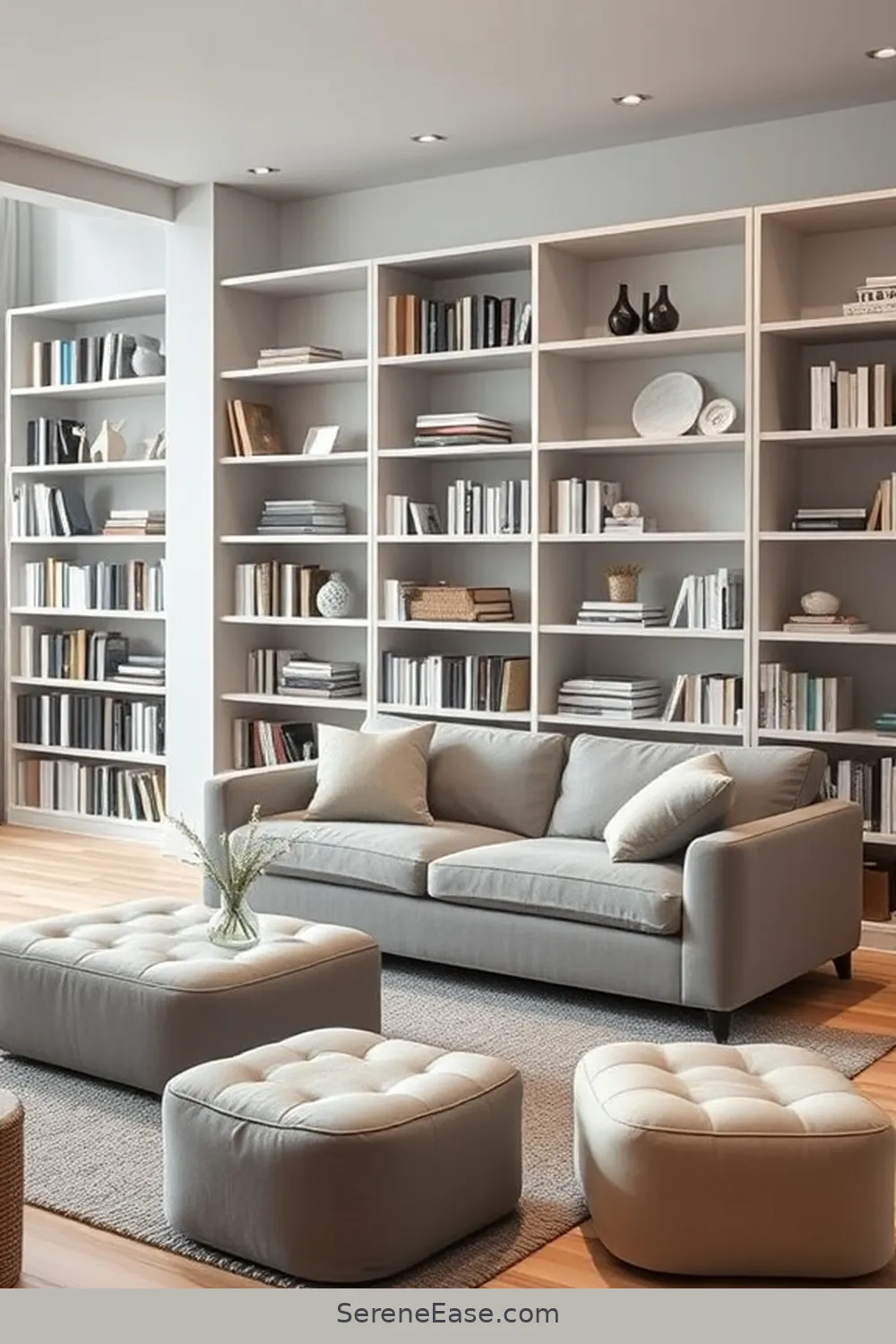 18 Ways to Achieve Monochromatic Scandinavian Style in a Library 15 Use Multitasking Furniture for 18 Ways to Achieve Monochromatic Scandinavian Style in a Library