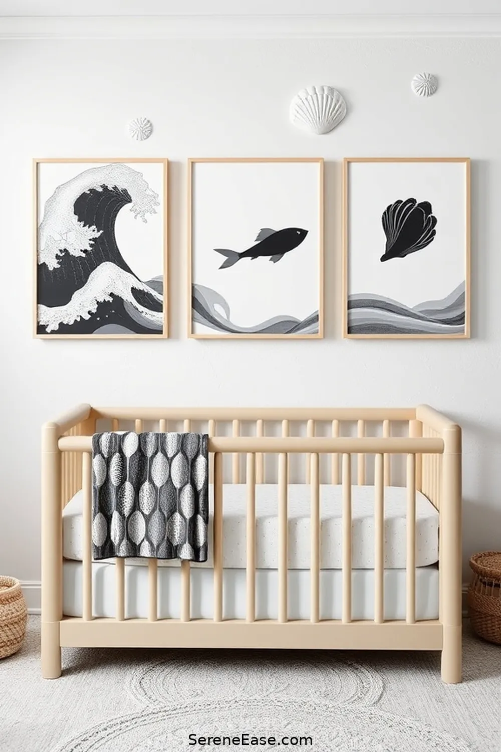 18 Ways to Create a Black and White Coastal Style Nursery 16 Choose Ocean-Inspired Wall Art for 18 Ways to Create a Black and White Coastal Style Nursery