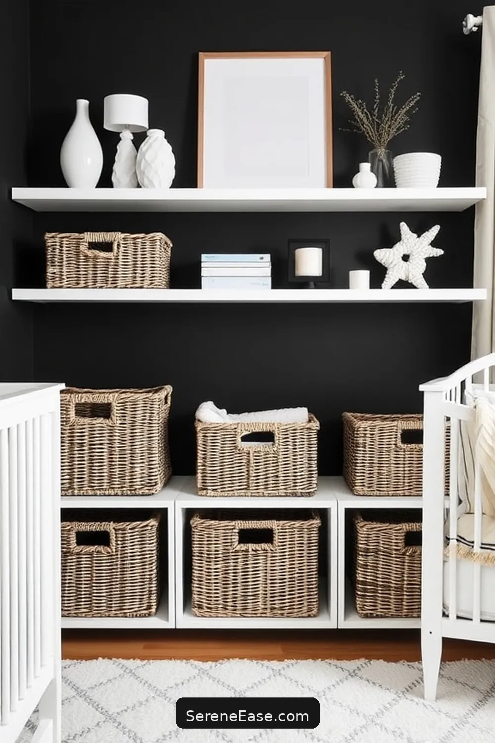 18 Ways to Create a Black and White Coastal Style Nursery 13 Include Functional Storage Solutions for 18 Ways to Create a Black and White Coastal Style Nursery