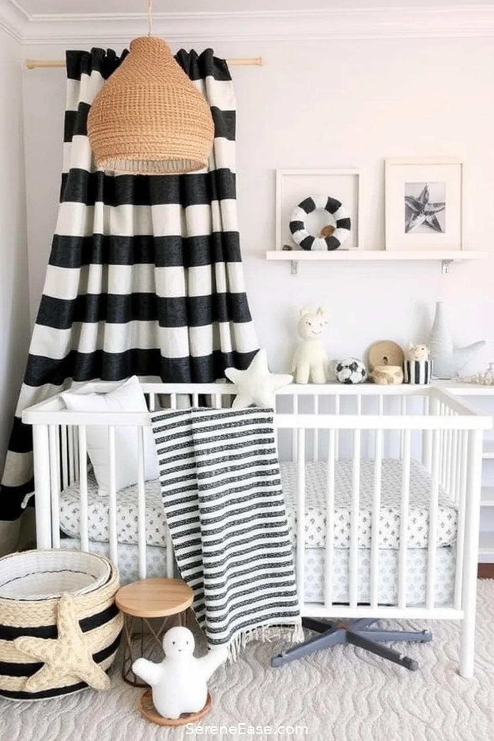 18 Ways to Create a Black and White Coastal Style Nursery 5 Use Textured Fabrics for 18 Ways to Create a Black and White Coastal Style Nursery