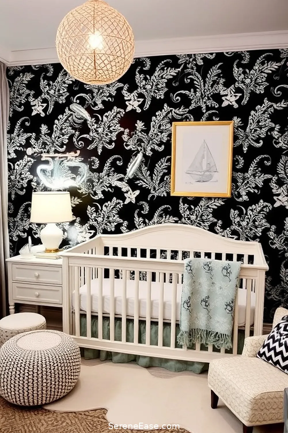 18 Ways to Create a Black and White Coastal Style Nursery 15 Use Wallpaper With Coastal Motifs for 18 Ways to Create a Black and White Coastal Style Nursery